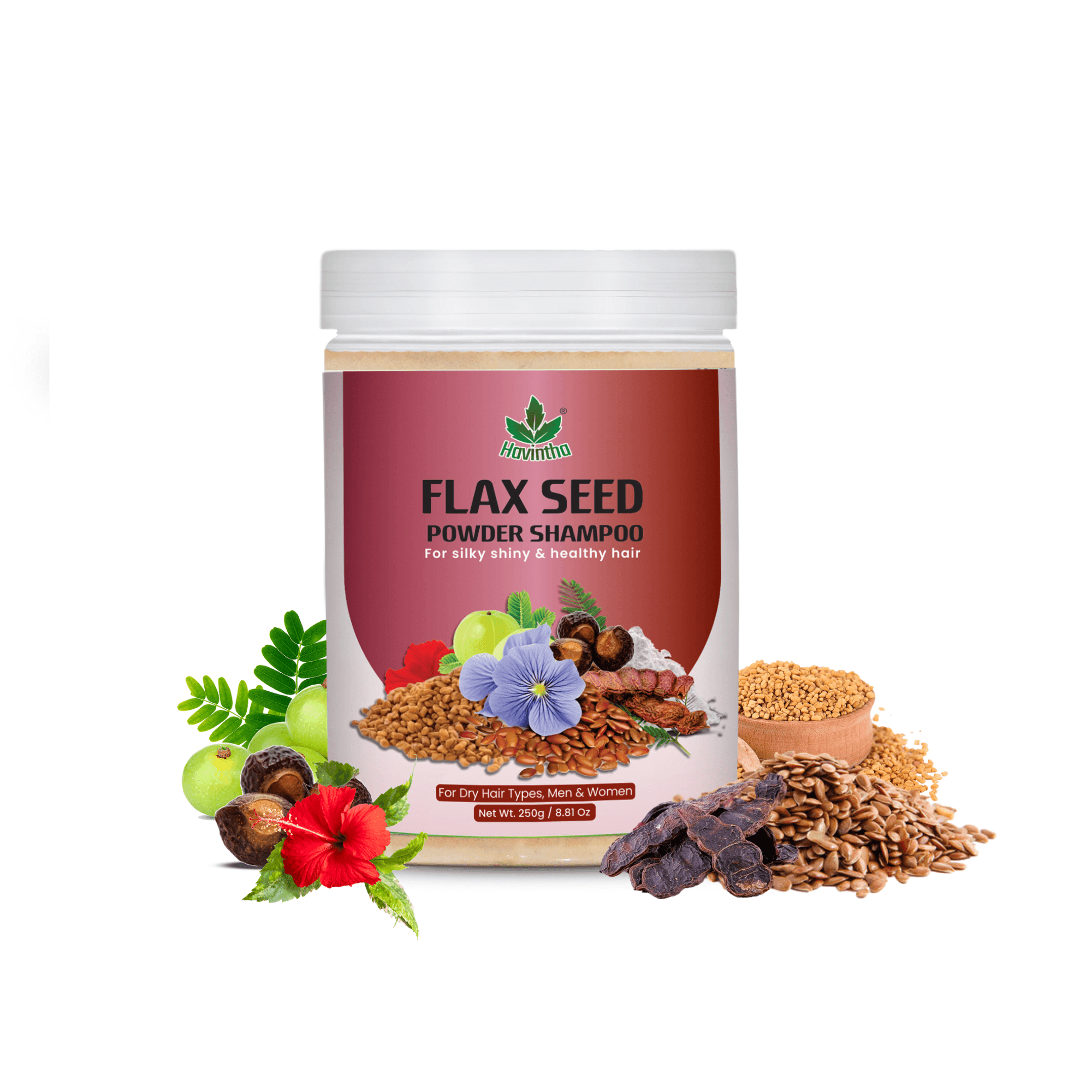 Natural Flax Seed Powder Shampoo | For Silky & Shiny Hair | For Dry Hair Type | Men & Women (250g)