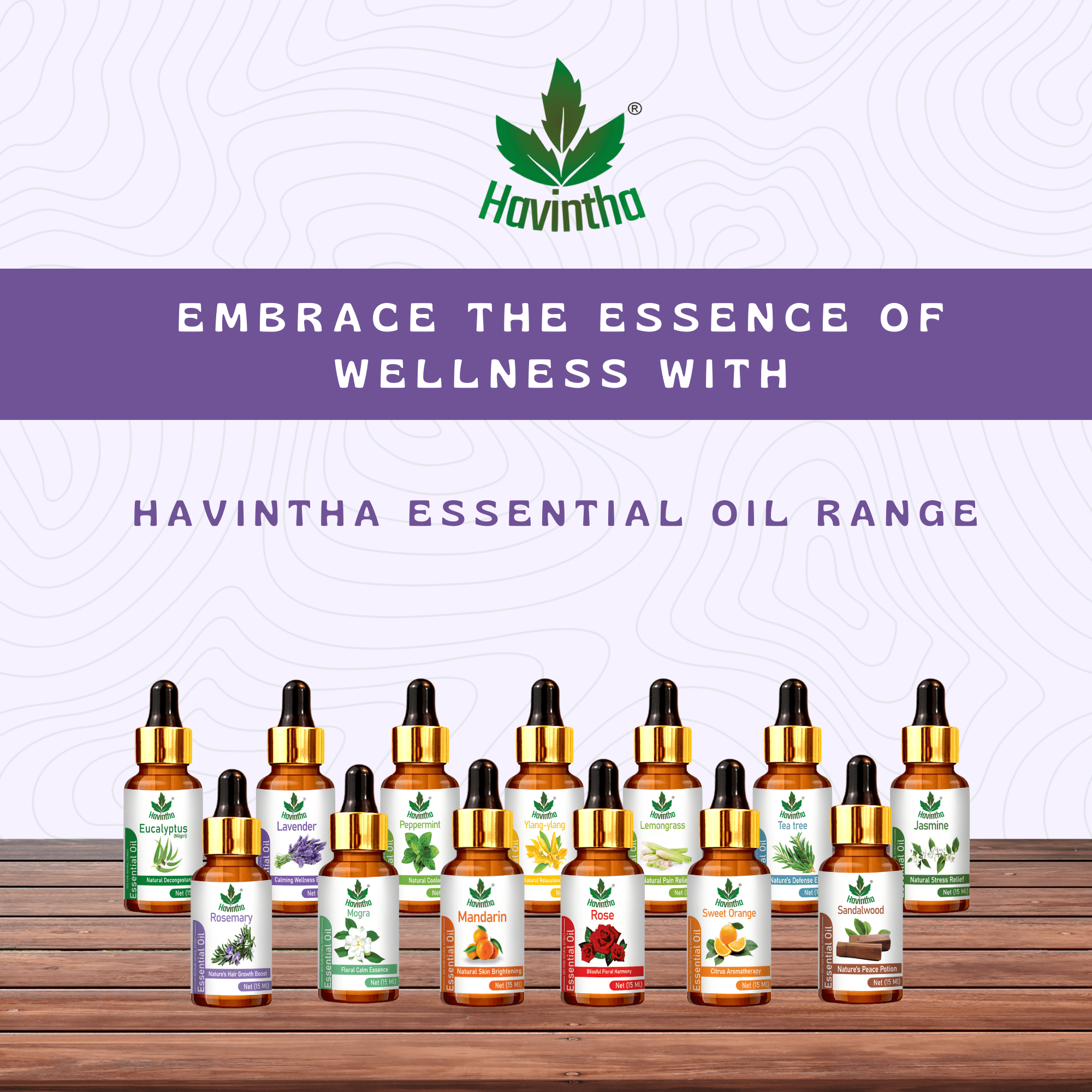 Havintha Natural Rosemary Essential Oil for Hair and Skin care | 100 % pure Aroma - 15 ml. (15 ml)