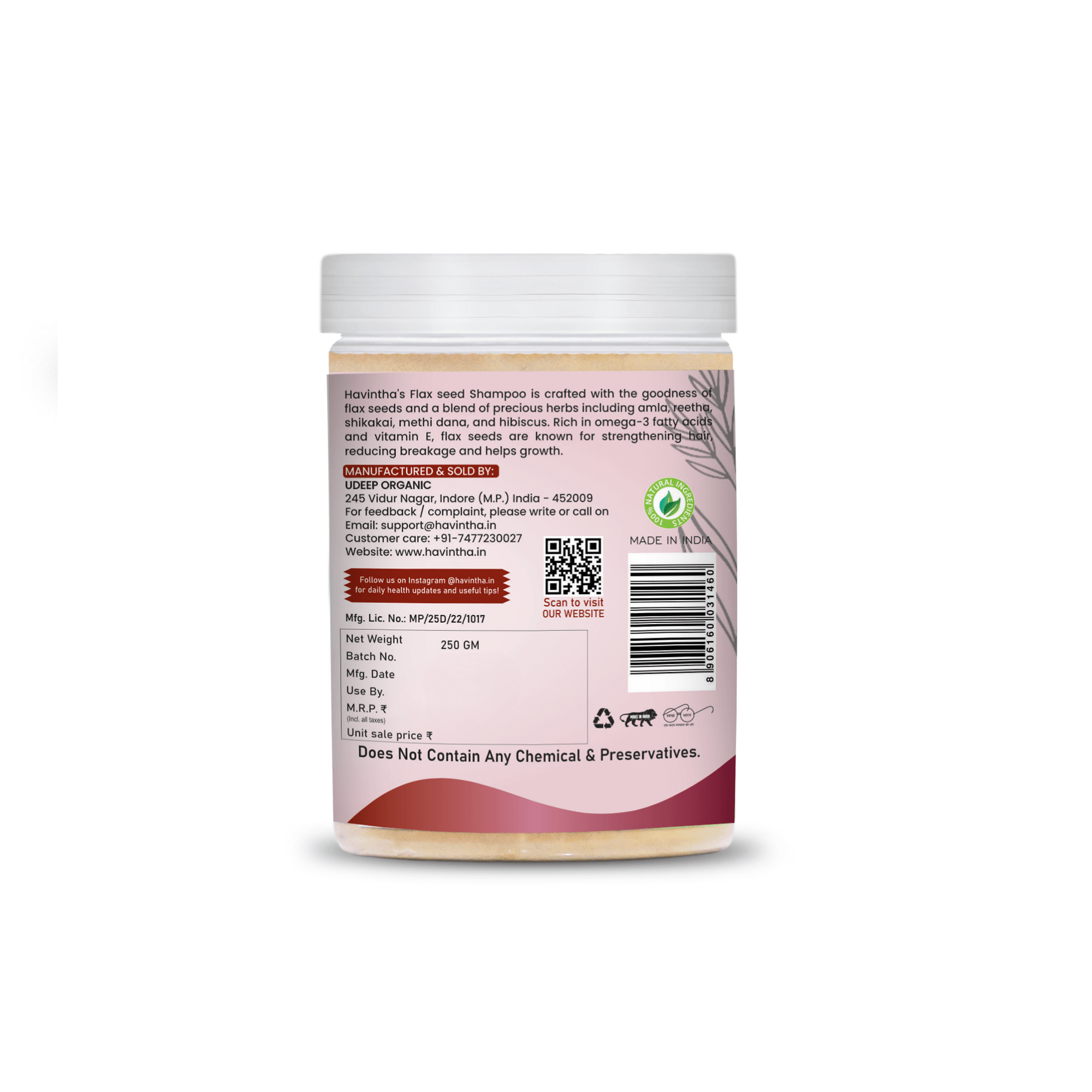 Natural Flax Seed Powder Shampoo | For Silky & Shiny Hair | For Dry Hair Type | Men & Women (250g)