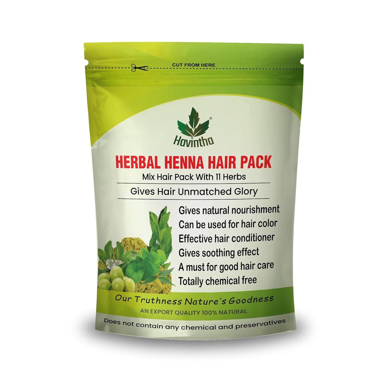 Havintha Natural Herbal Henna Hair Pack 11 Herbs Mix Mehndi Powder (227 g)