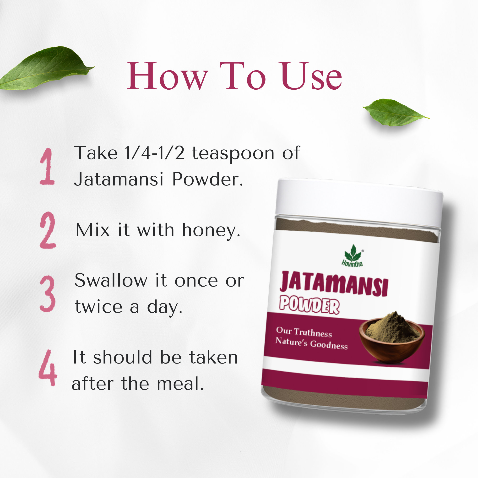 Havintha Natural Jatamansi Powder | For Strong Hair | 80 Grams (JAR)