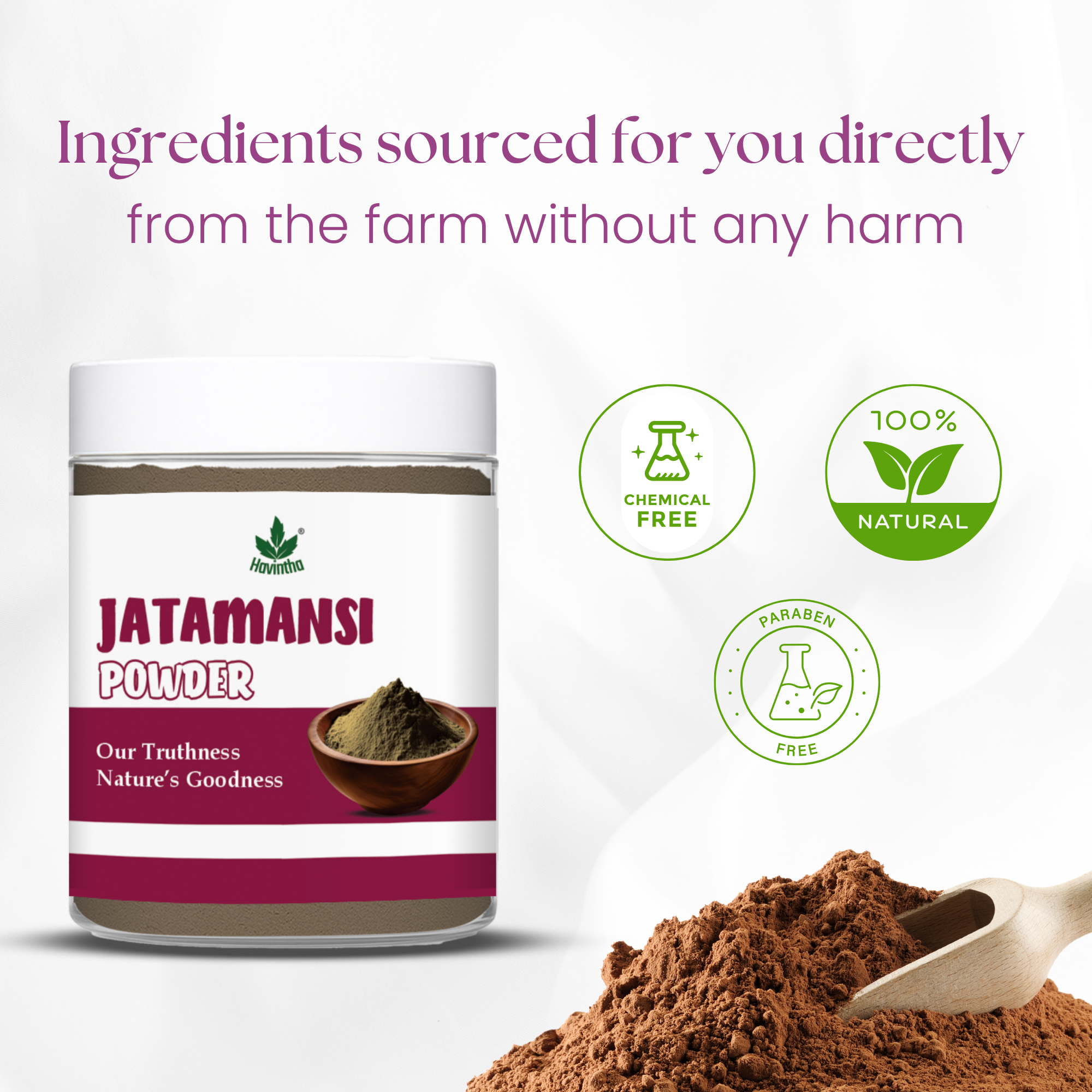 Havintha Natural Jatamansi Powder | For Strong Hair | 80 Grams (JAR)