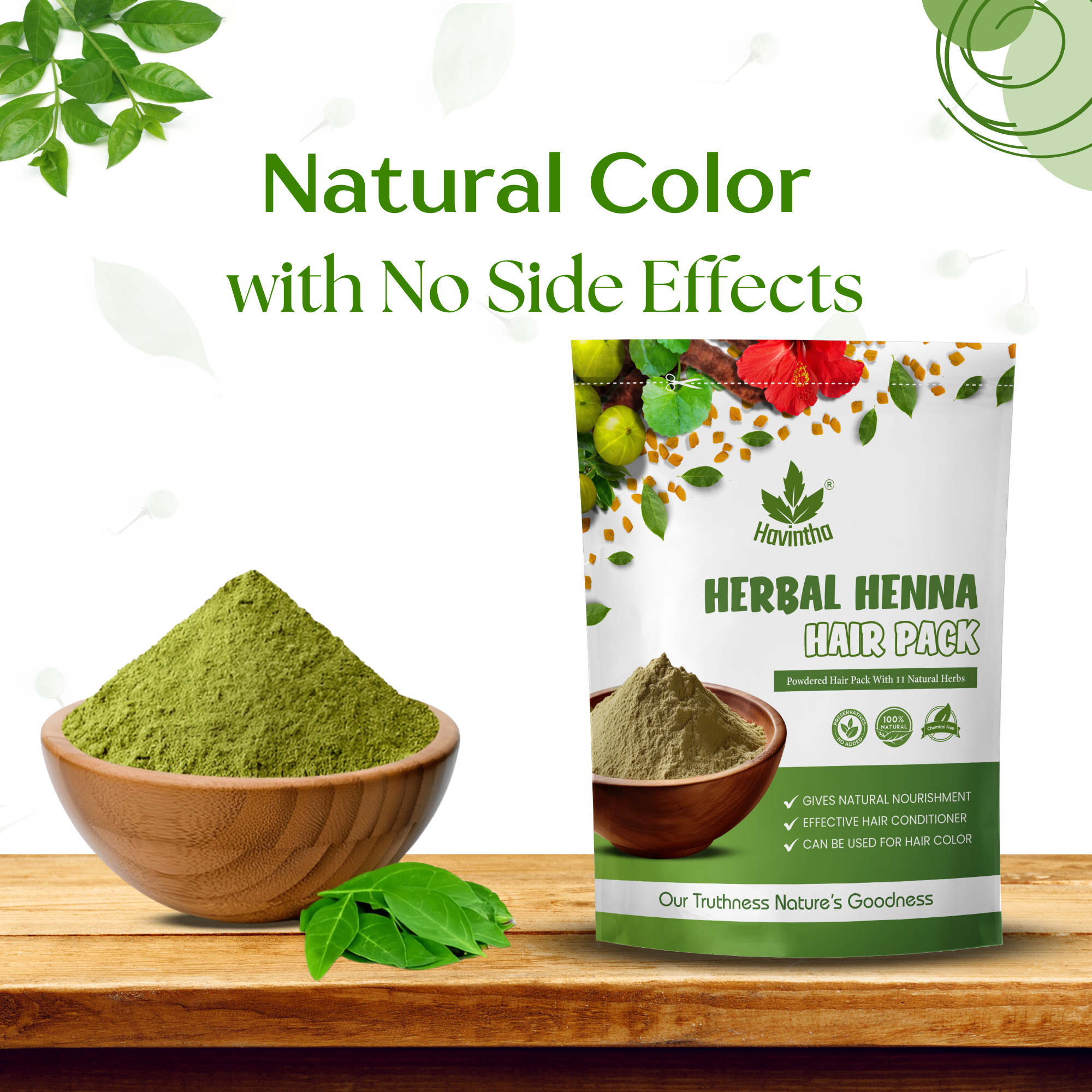 Havintha Natural Herbal Henna Hair Pack 11 Herbs Mix Mehndi Powder (227 g)