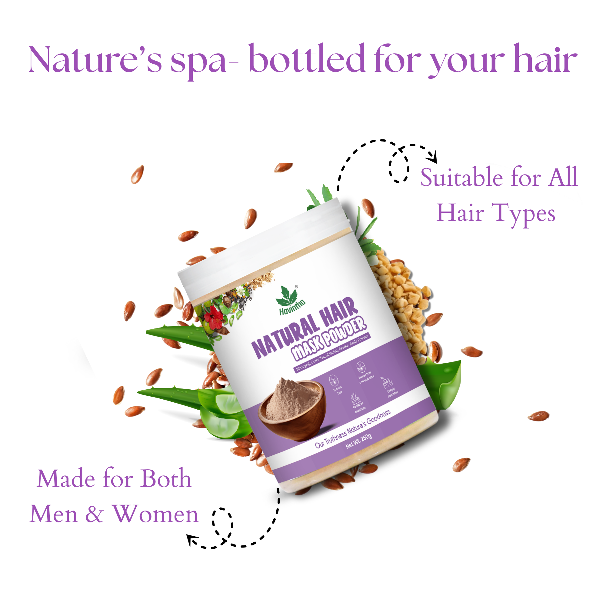 Havintha Natural Hair Mask Powder for Dandruff, Hair Fall, and Hair Growth - 250 grams