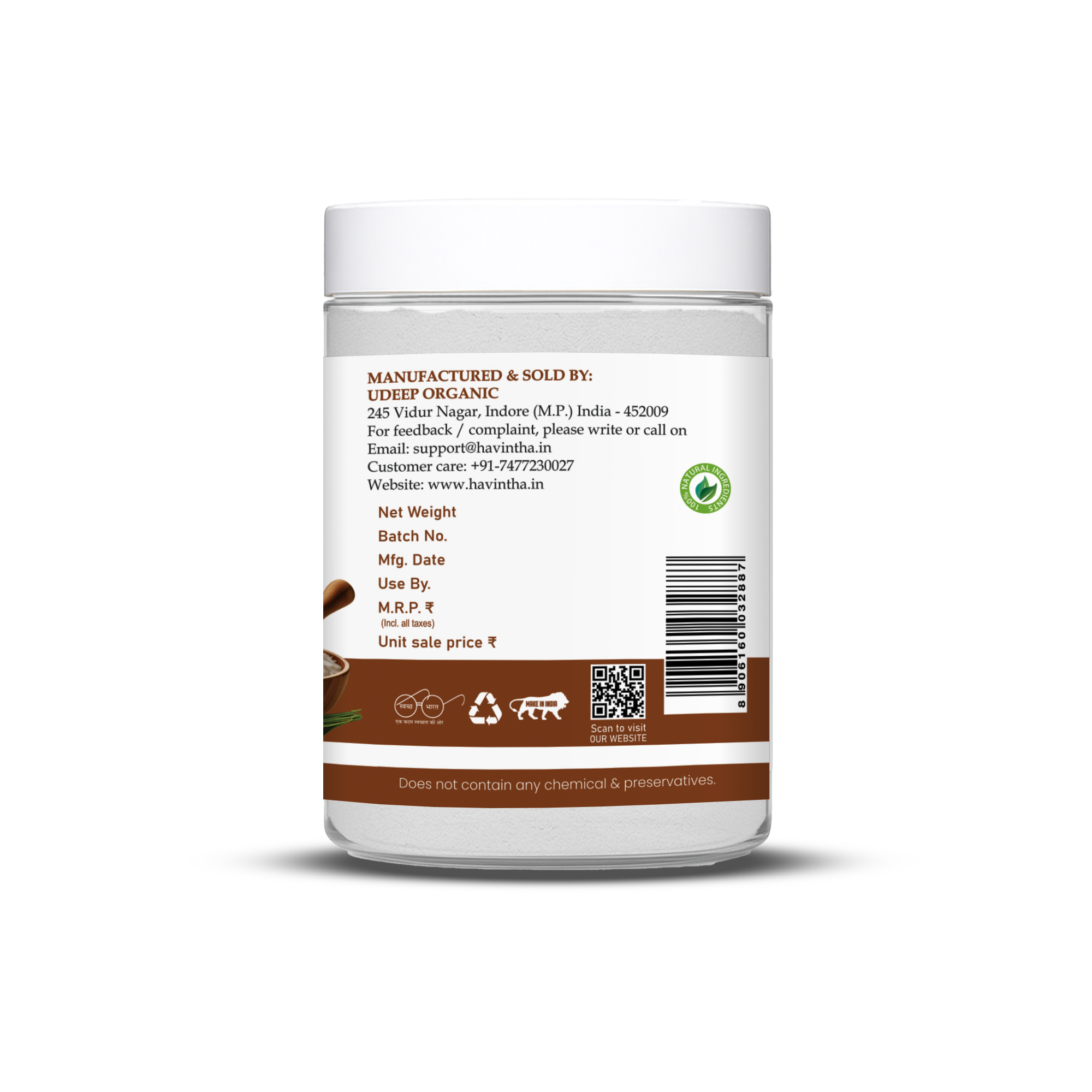 Havintha Natural Rice Powder Mask | Brightening Rice Mask | Glowing Skin | 100 Grams