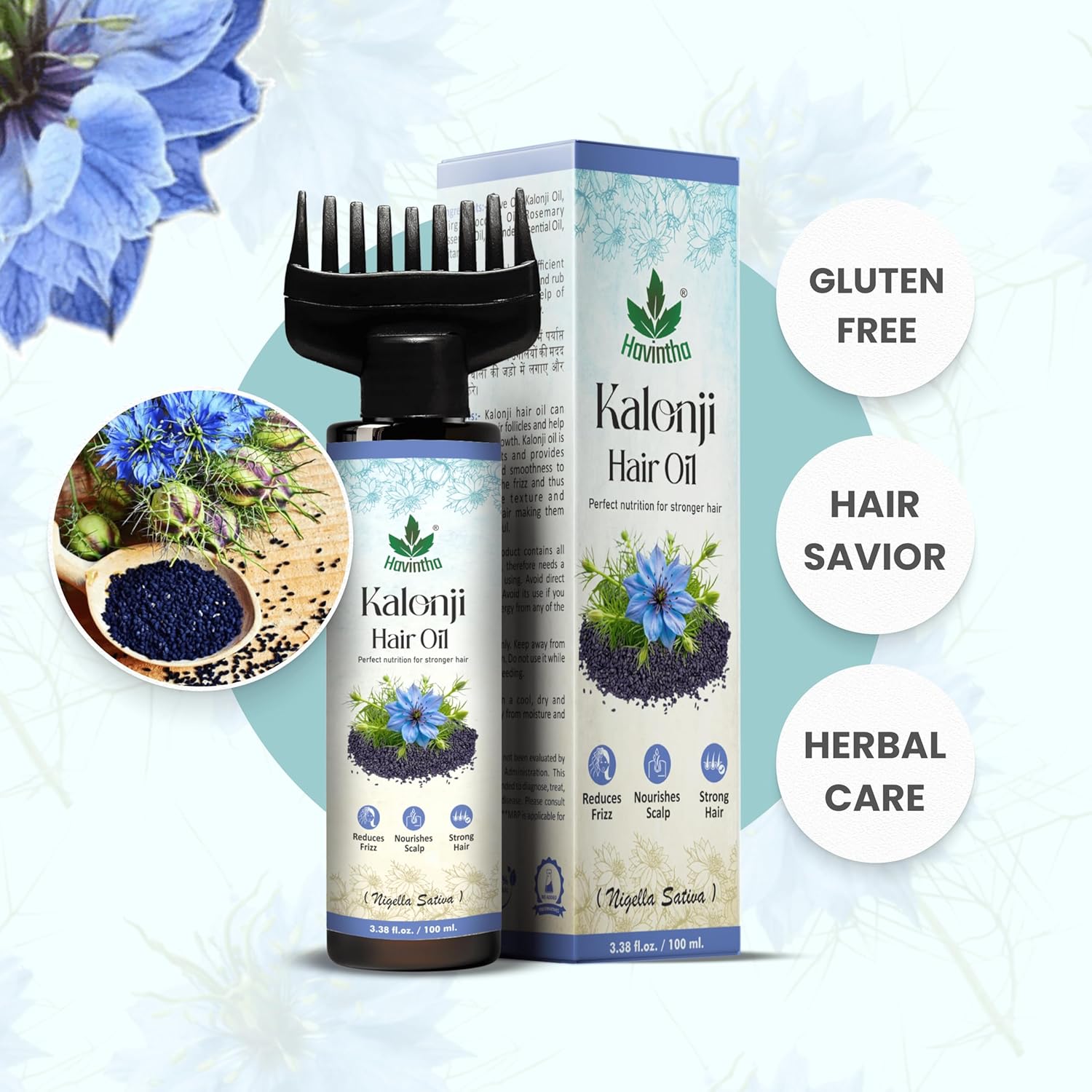 Havintha Natural Kalonji Hair Oil |Nourish & Strengthen Your Hair Naturally |Secret to Thick Hair |100 ml