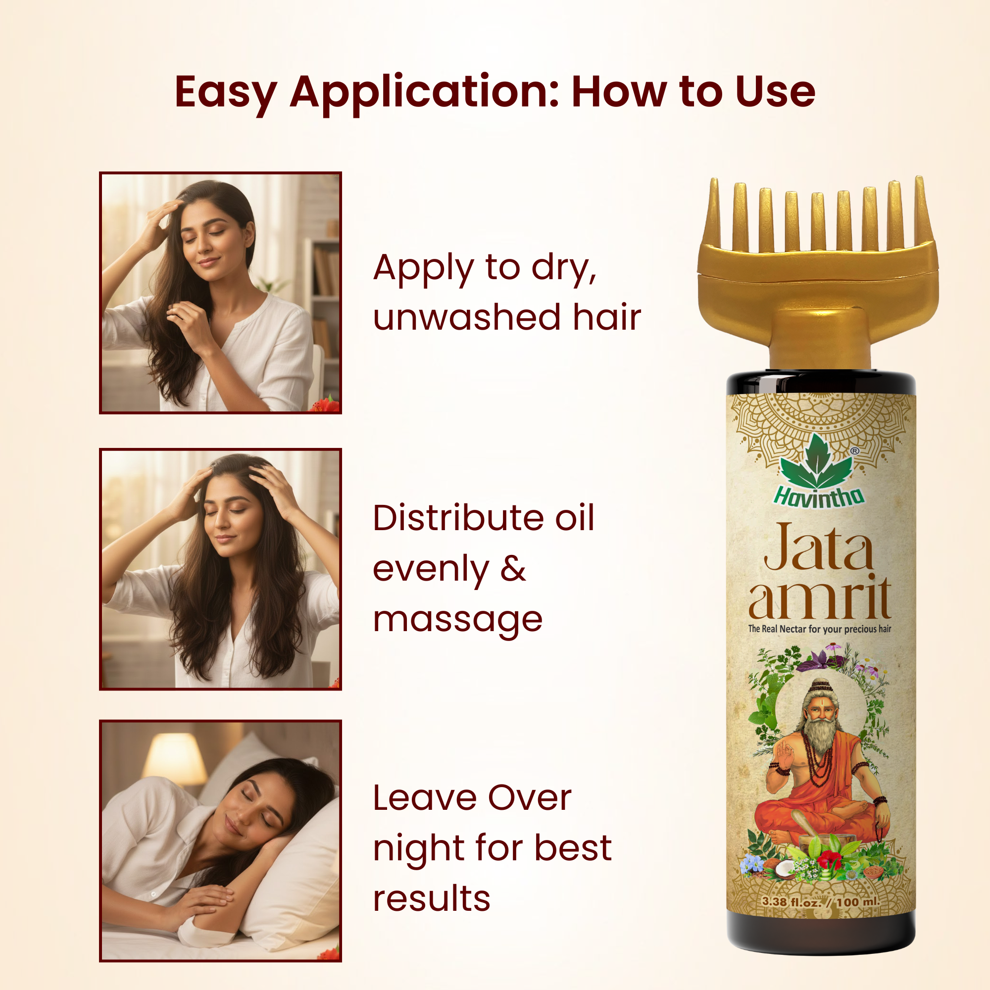 Havintha Jata Amrit Hair Oil For hair growth | Handmade herbal hair oil | Long & Shiny hair | With Lavender, Castor, Tea tree and Rosemary oil |100 ml
