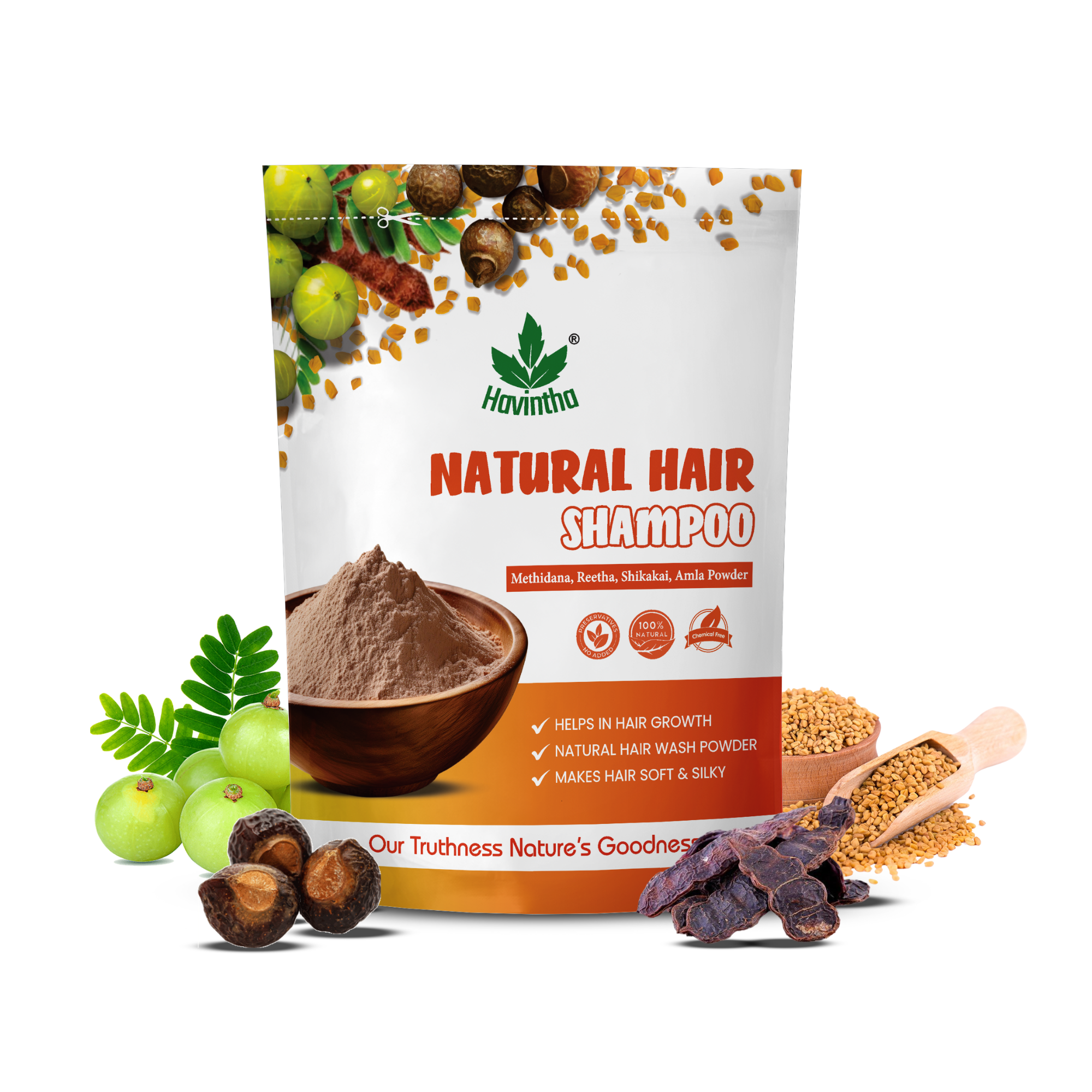 Natural Hair Shampoo with Methi Dana, Amla, Reetha & Shikakai – Fights Hair Fall & Promotes New Hair Growth |Men & Women (227g)