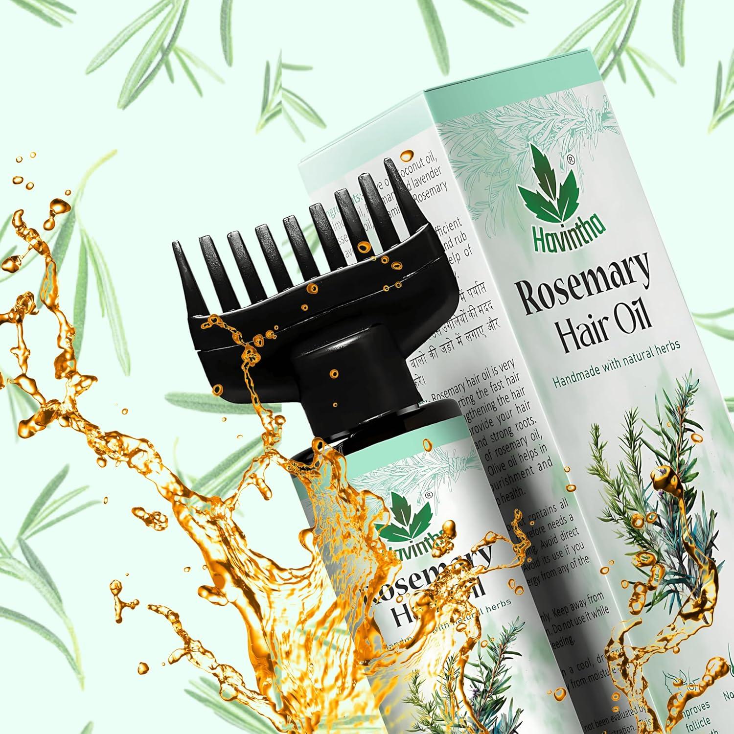 Havintha Organic Rosemary Hair Oil | For Hair Growth & Reduced Hair Fall | Natural Scalp Care for Men & Women | Nourish & Strengthen Your Hair Naturally