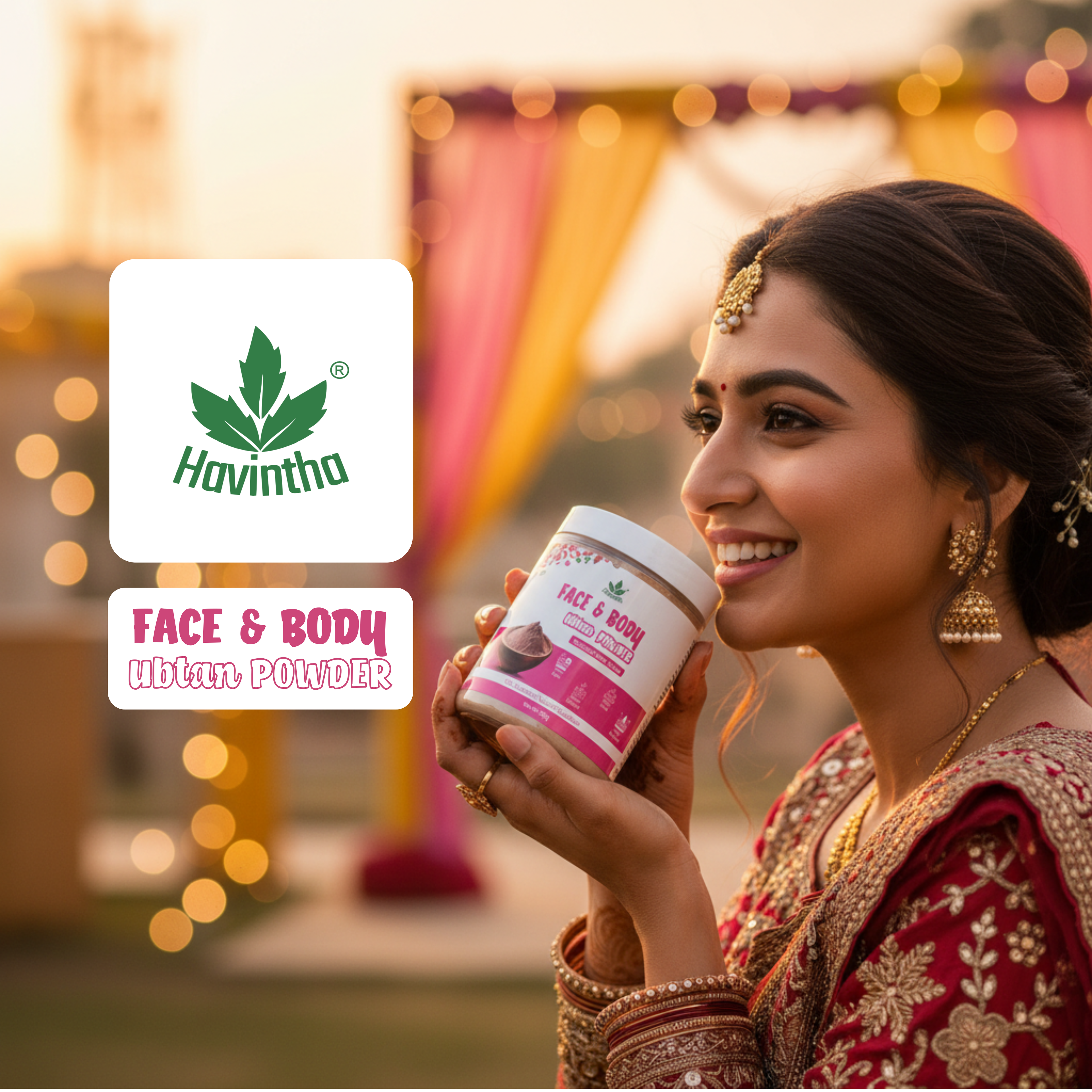 Havintha Natural Face and Body Ubtan Powder for All Skin Types (For Men and Women) - 227 gm
