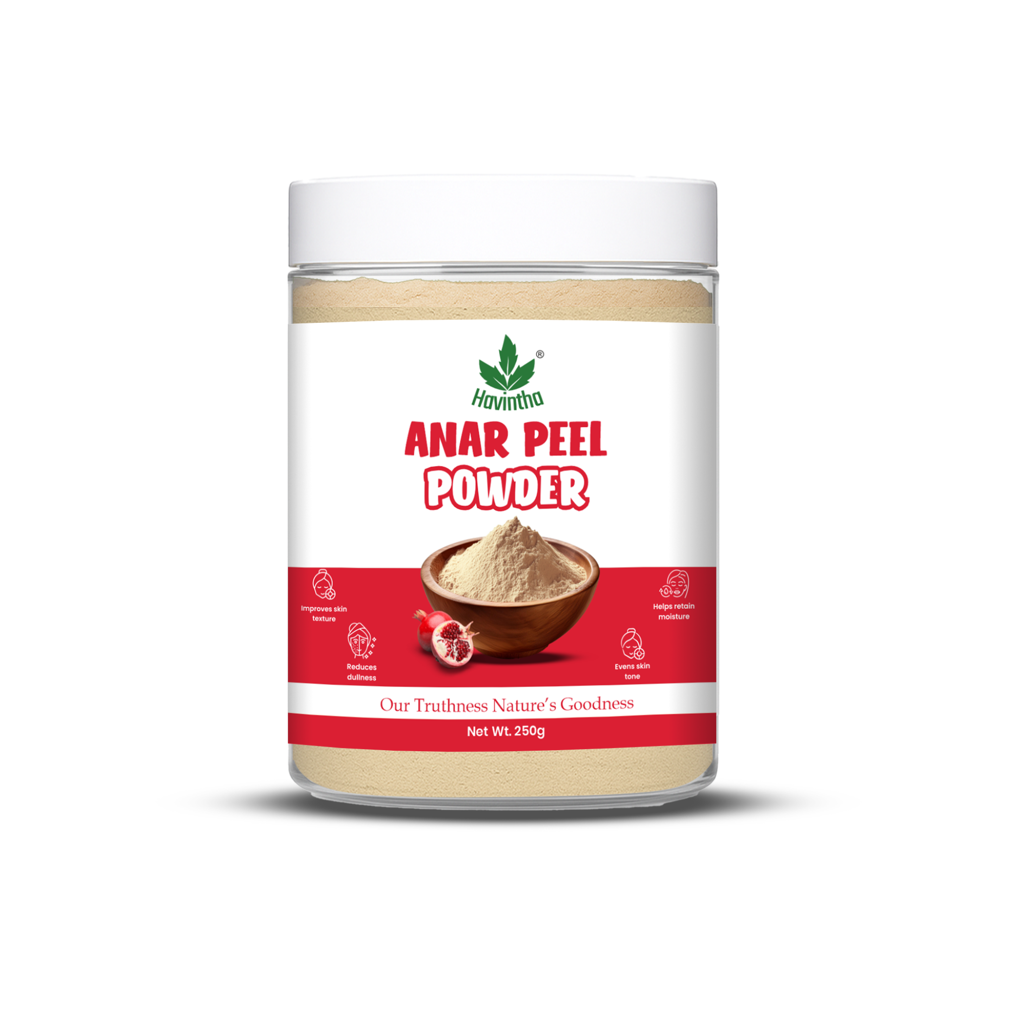 Havintha Natural Anar Peel Powder | For Glowing Skin | Herbal Skin Care | 250 Grams (JAR)