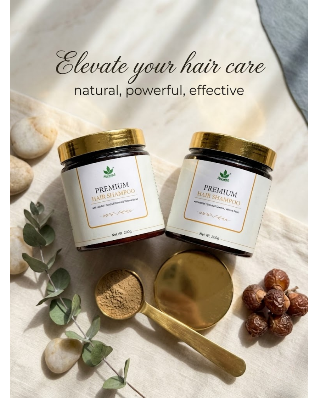 Havintha Premium Shampoo & Conditioner Duo 200g Each | Anti Hair Fall, Anti Dandruff, Frizz Control & Moisture Lock | Herbal Shampoo + Conditioner with Shikakai, Aloe Vera, Methi, Spirulina & Keratin