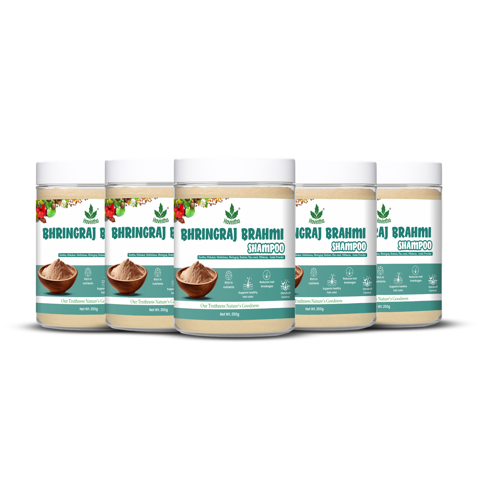 Natural Bhringraj and Brahmi Powder Shampoo | Fights Dandruff & Deeply Moisturizes Hair | Men & Women (250g)