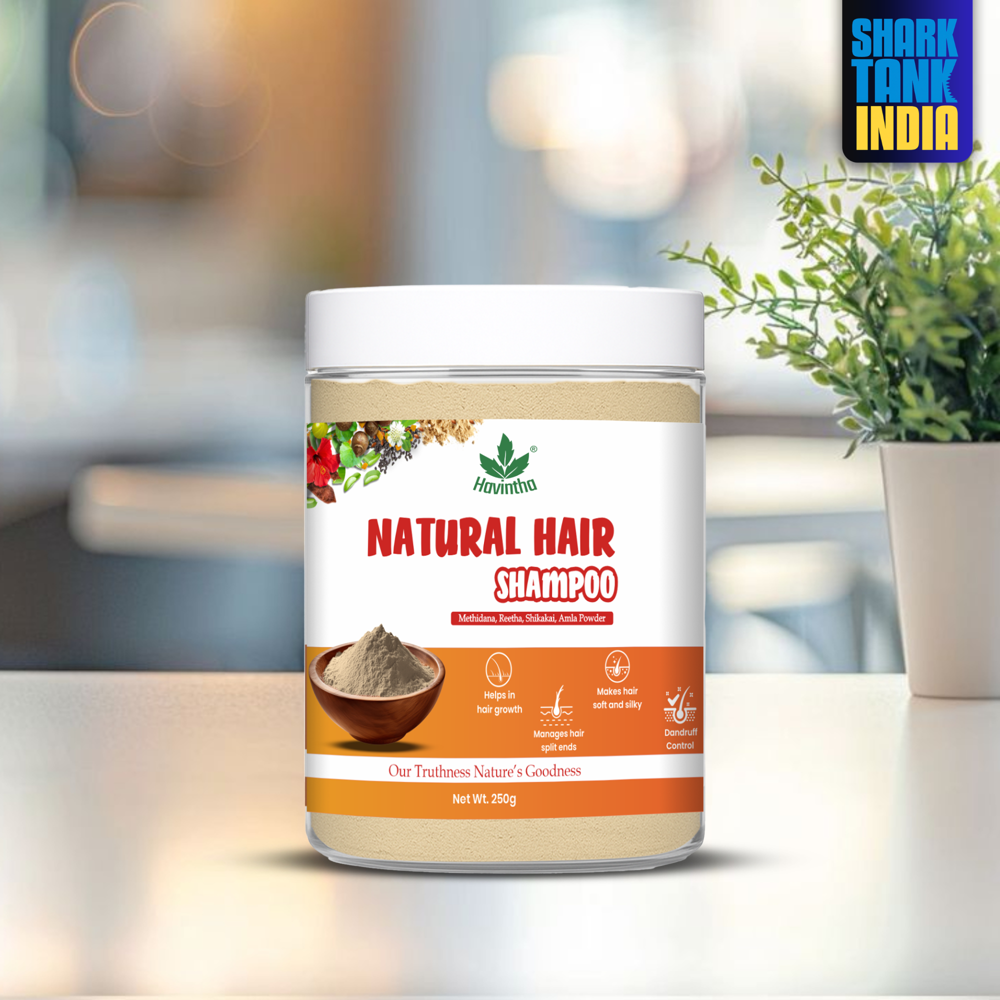 Natural Hair Shampoo with Methi Dana, Amla, Reetha & Shikakai – Fights Hair Fall & Promotes New Hair Growth |Men & Women (250g)