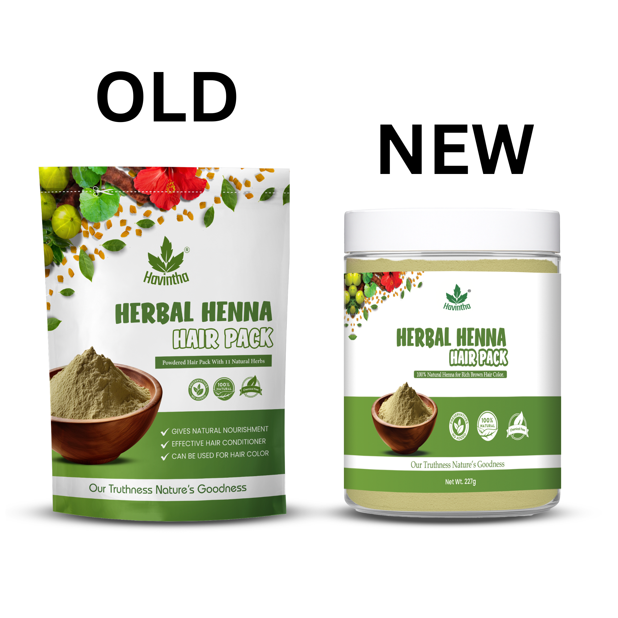 Havintha Natural Herbal Henna Hair Pack 11 Herbs Mix Mehndi Powder (227 g)