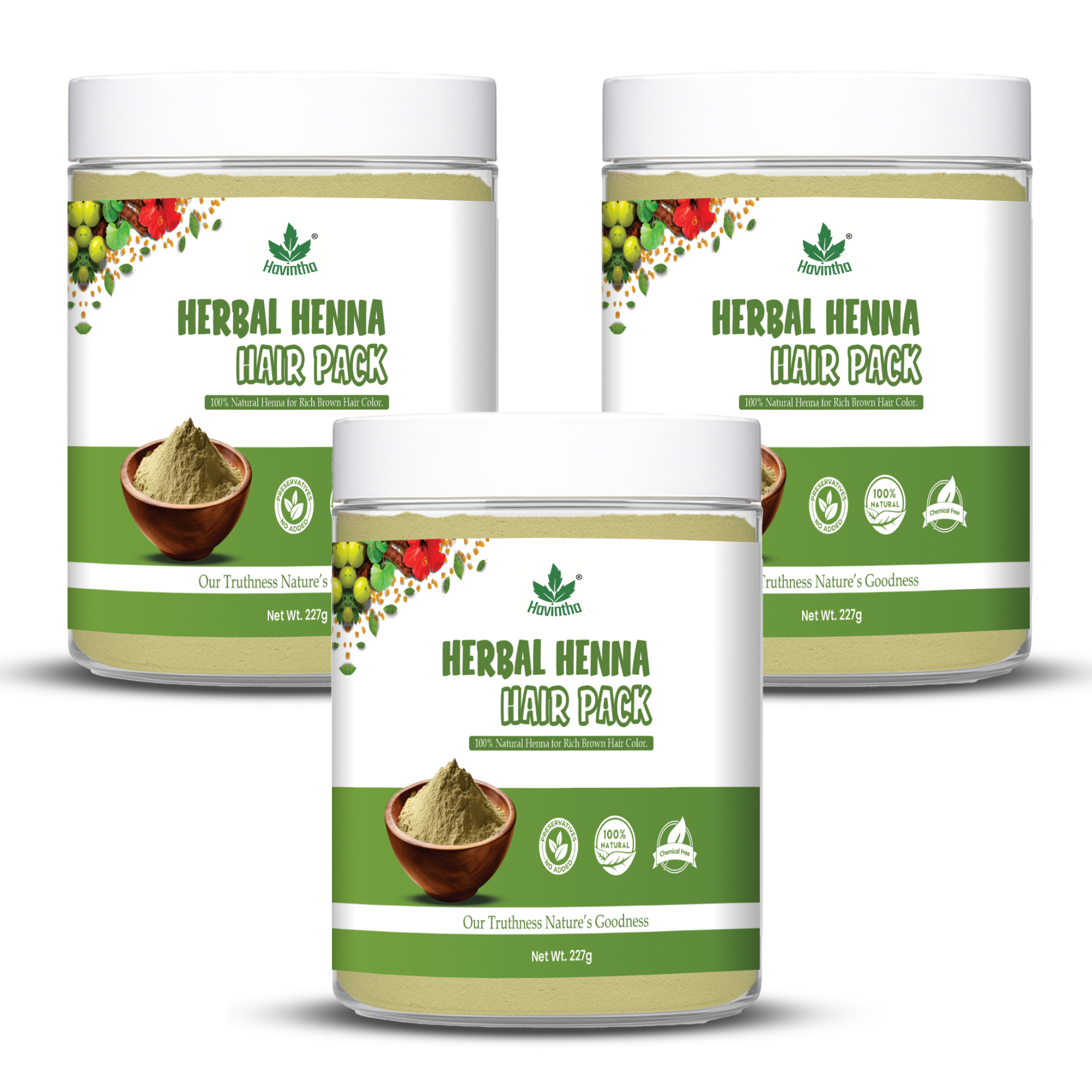 Havintha Natural Herbal Henna Hair Pack 11 Herbs Mix Mehndi Powder (227 g)