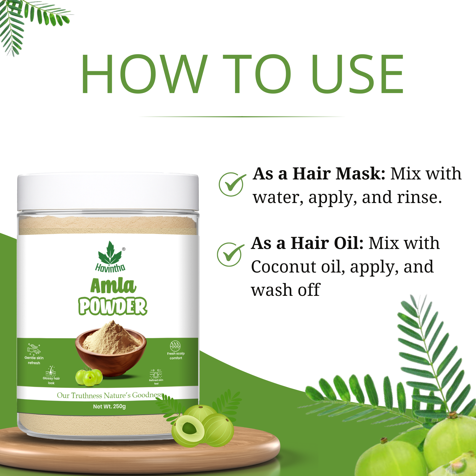Havintha Natural Amla Powder | 250 Grams (JAR)