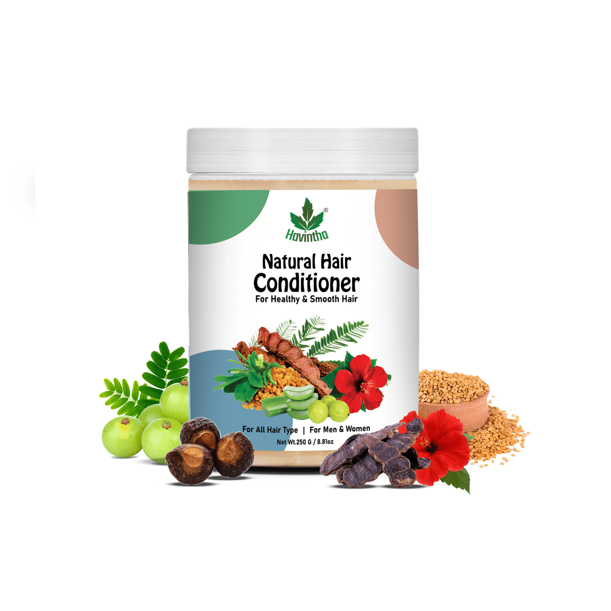 Havintha Natural Hair Conditioner: Smoothen Dry, Frizzy Hair | Repair Dull, Damaged Strands | Prevent Breakage, Improve Texture - Herbal Formula | Women & Men - 250 gm