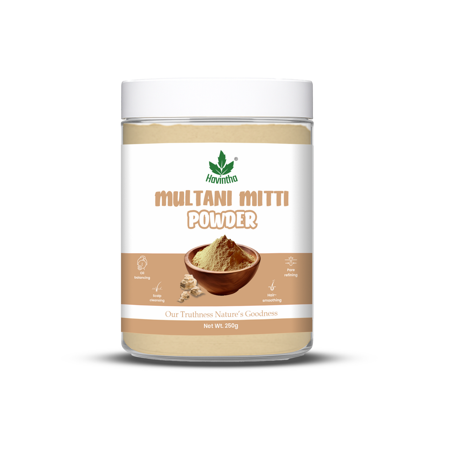 Havintha Natural Multani Mitti Powder | Natural Face Pack & Skin Care | 250 Grams (JAR)