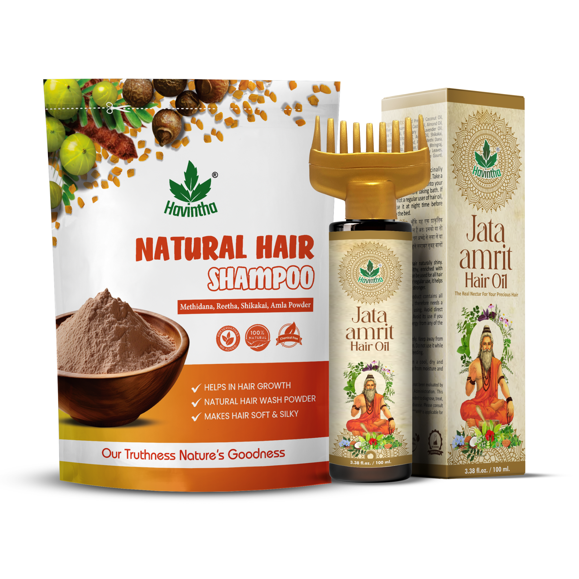 Natural Hair Shampoo with Methi Dana, Amla, Reetha & Shikakai – Fights Hair Fall & Promotes New Hair Growth |Men & Women (227g)