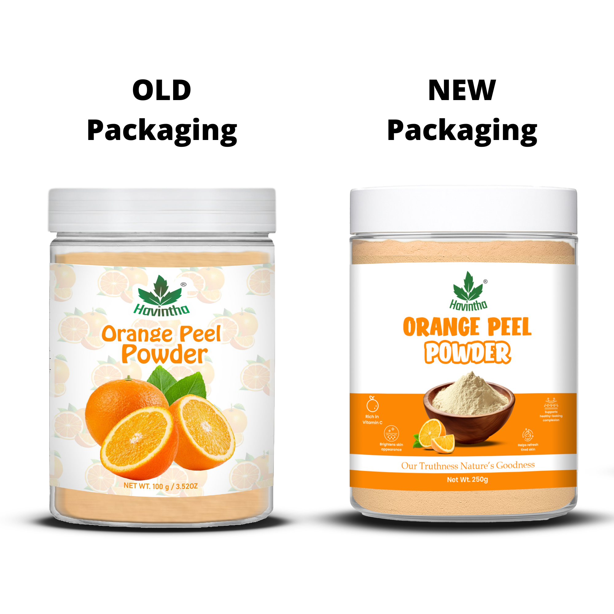 Havintha Natural Orange Peel Powder |For Bright Skin | All Skin type | 250 Grams (JAR)