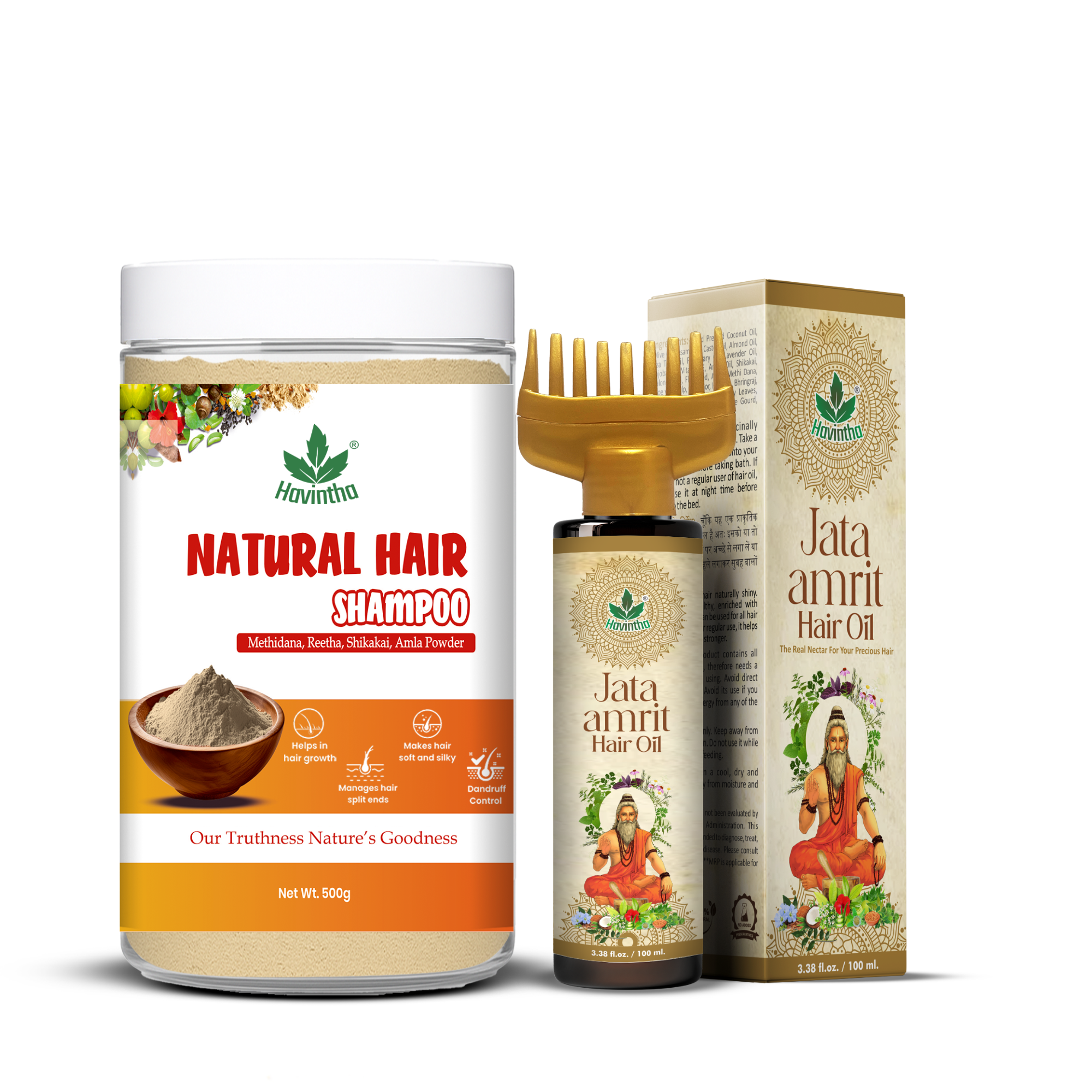 Natural Methidana Powder Shampoo & Hair Oil | For Hair Growth & Scalp Clean | Men & Women - 500gm