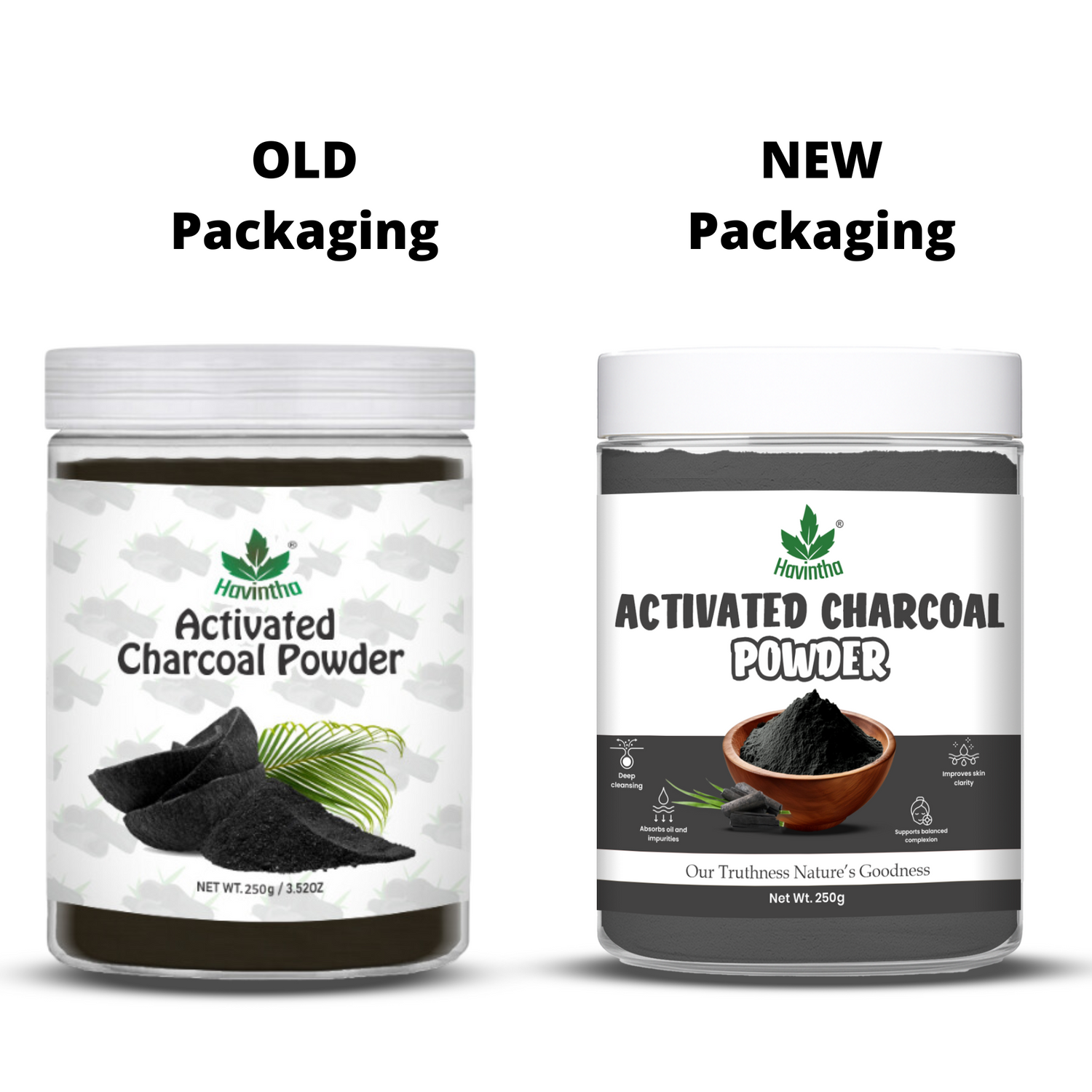 Havintha Activated Charcoal Powder | 100% Natural for Face & Body | 250 Grams (JAR)