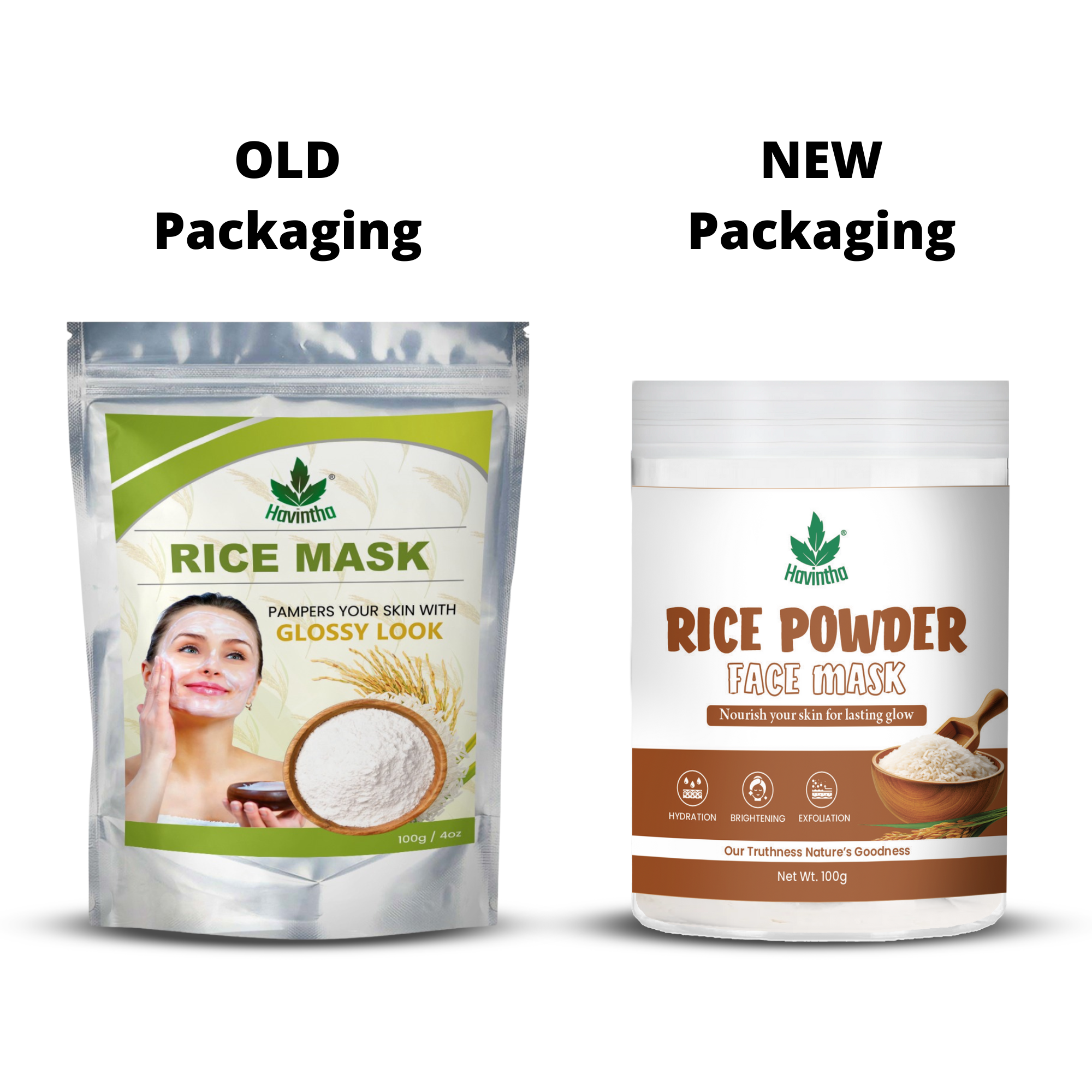 Havintha Natural Rice Powder Mask | Brightening Rice Mask | Glowing Skin | 100 Grams