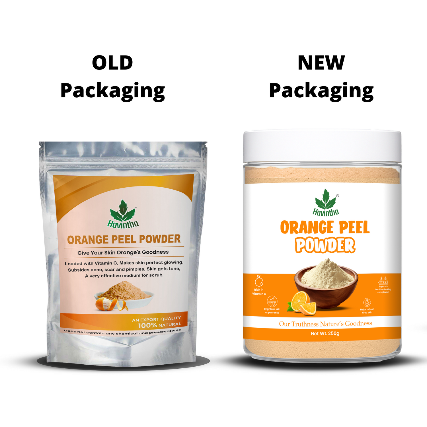 Havintha Orange Peel Powder for Face Whitening, Citrus aurantium (Santra Chilka) Pure - 227g