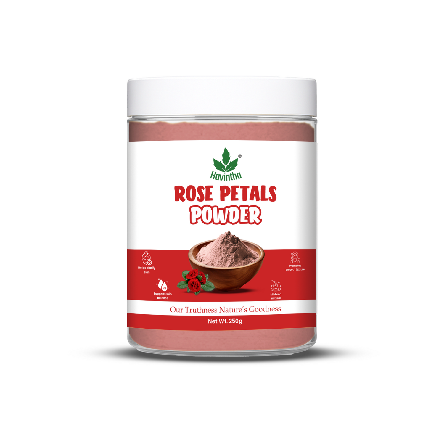 Havintha Natural Rose Petals Powder | For Skin Brightening | 250 Grams (JAR)