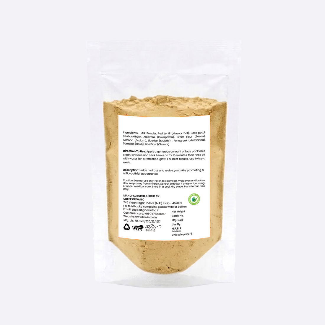 Havintha Seabuckthorn 15gm Anti-Aging Face Pack | Natural Herbal Face Mask for Radiant & Youthful Skin