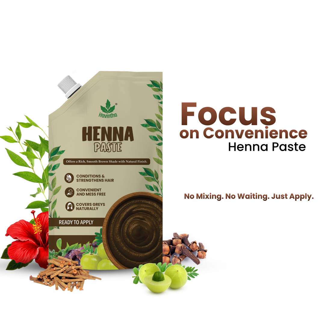 Havintha Natural Henna Paste for Hair – Pre-Mixed, Fresh Ready to Apply | for Men & Women – 200g