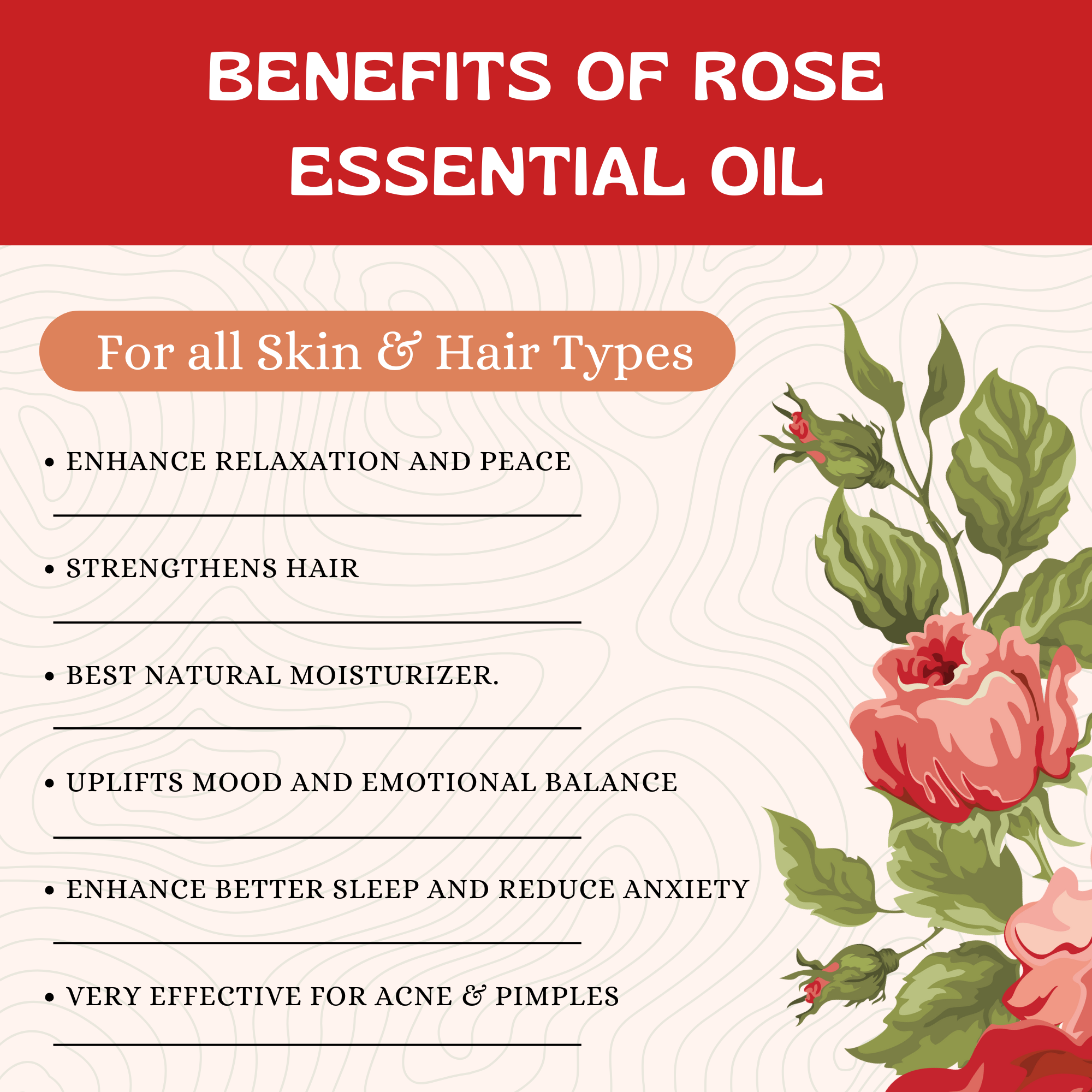 Havintha Rose Essential Oil For Hair, Skin and Stress Reduction | Pure and Organic Aroma - 15 ml.