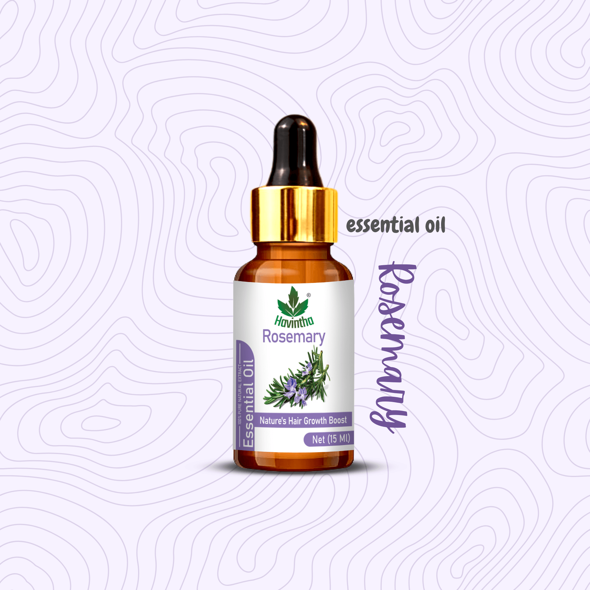 Havintha Natural Rosemary Essential Oil for Hair and Skin care | 100 % pure Aroma - 15 ml. (15 ml)