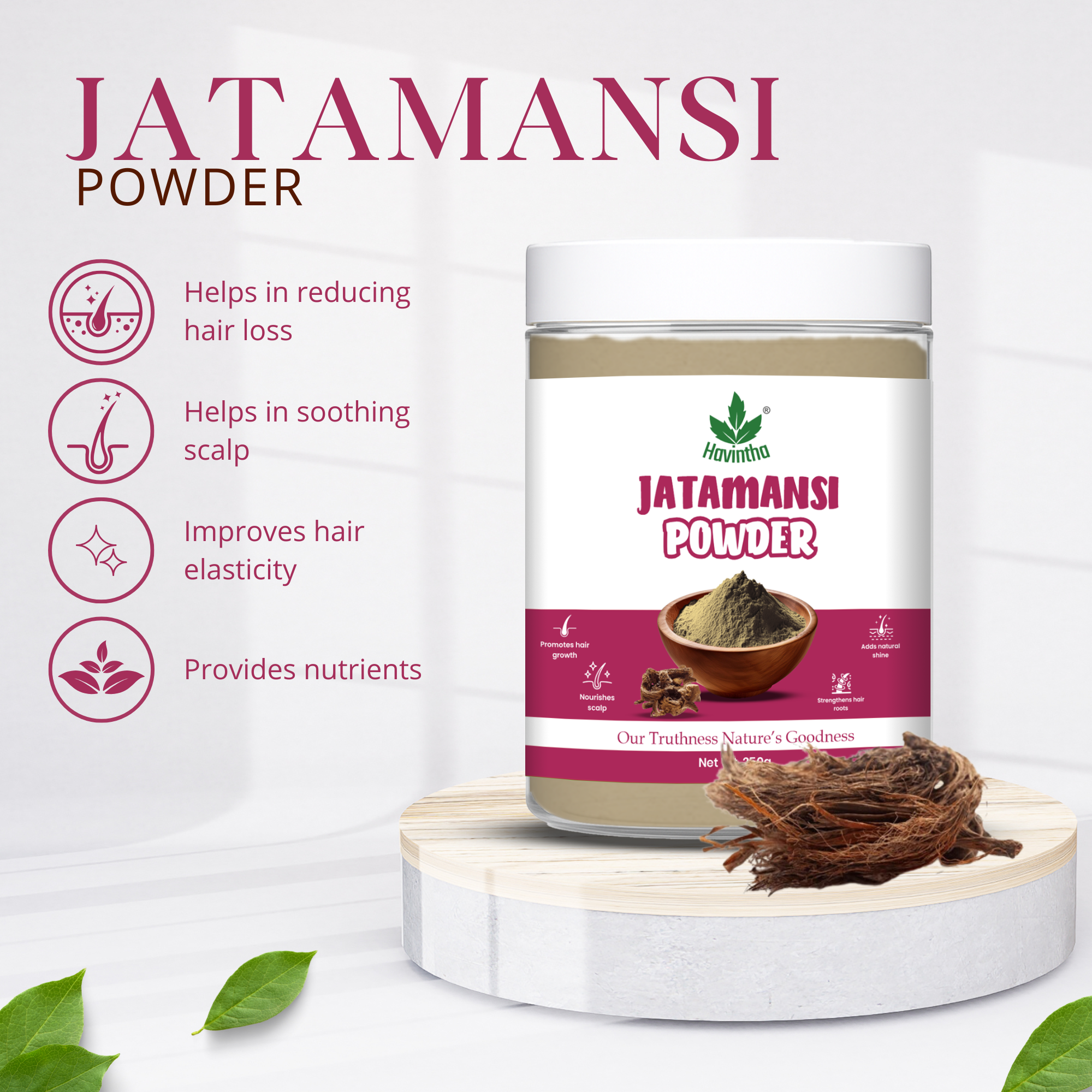 Havintha Natural Jatamansi Powder | For Strong Hair | 250 Grams (JAR)