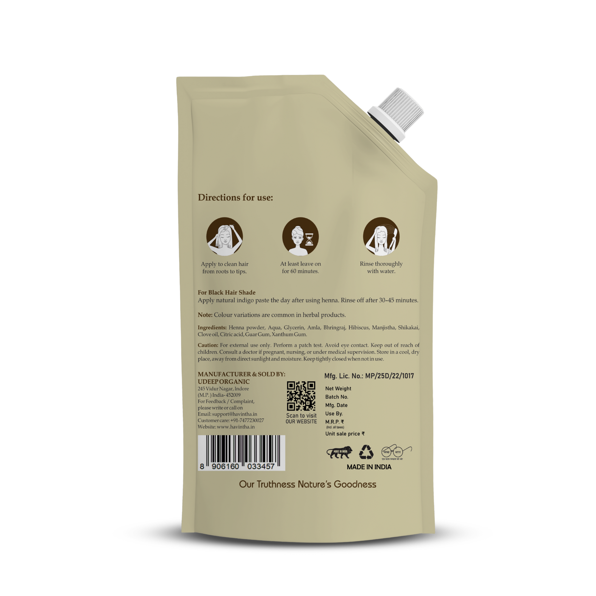Havintha Natural Henna Paste for Hair – Pre-Mixed, Fresh Ready to Apply | for Men & Women – 200g