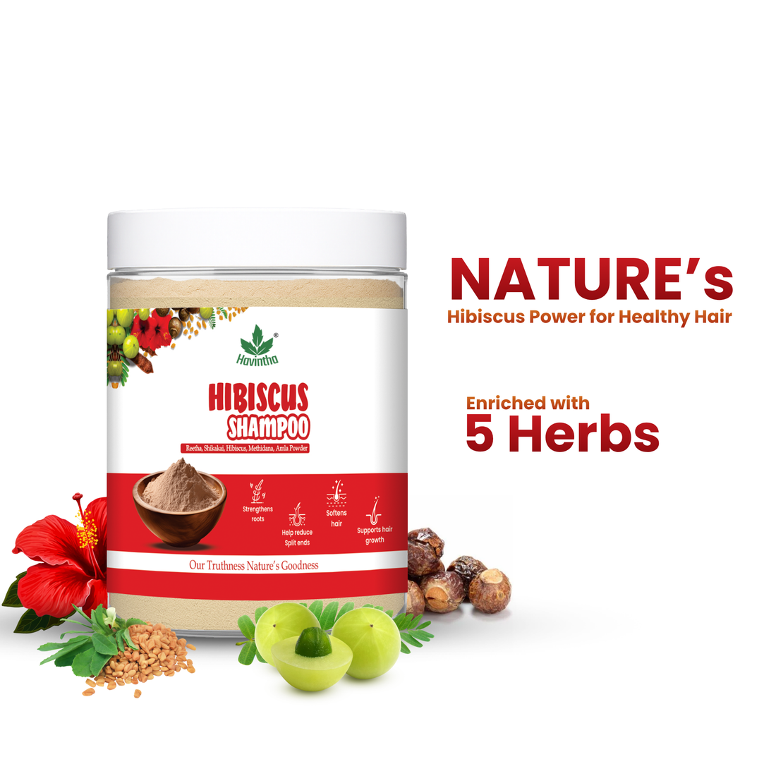 Natural Hibiscus Powder Shampoo | Prevents Hair Fall & Nourishes Lifeless Hair | for Overall Hair Growth | Men & Women (227g)