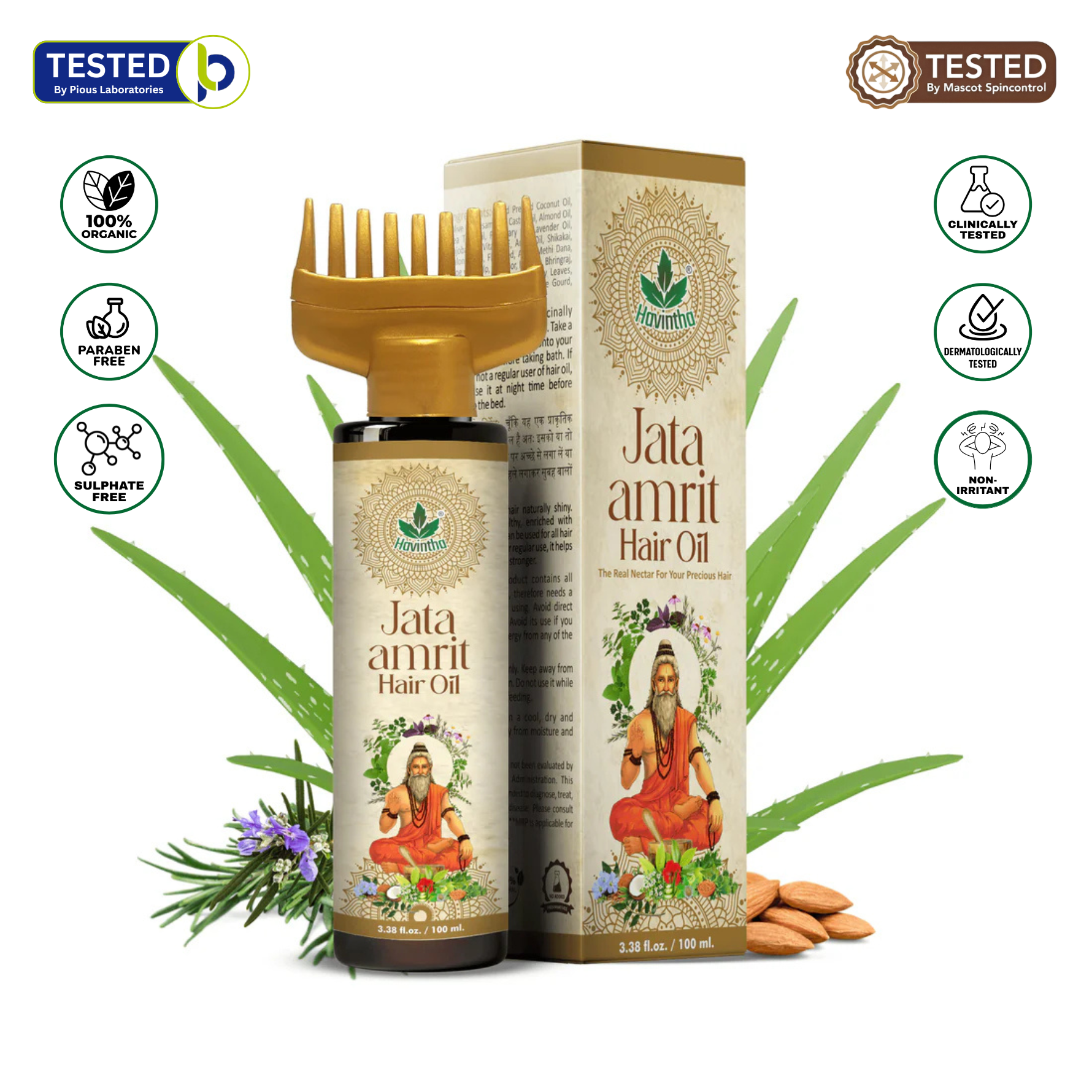 Havintha Natural Methidana Shampoo(227 GM) with Amla Reetha Shikakai Powder for All Type Hair and Jata Amrit Hair Oil (100 ML) With Rosemary, Tea Tree, Lavender, Castor Oil, Ratanjot, Black Seeds For Men & Women, Totally Organic