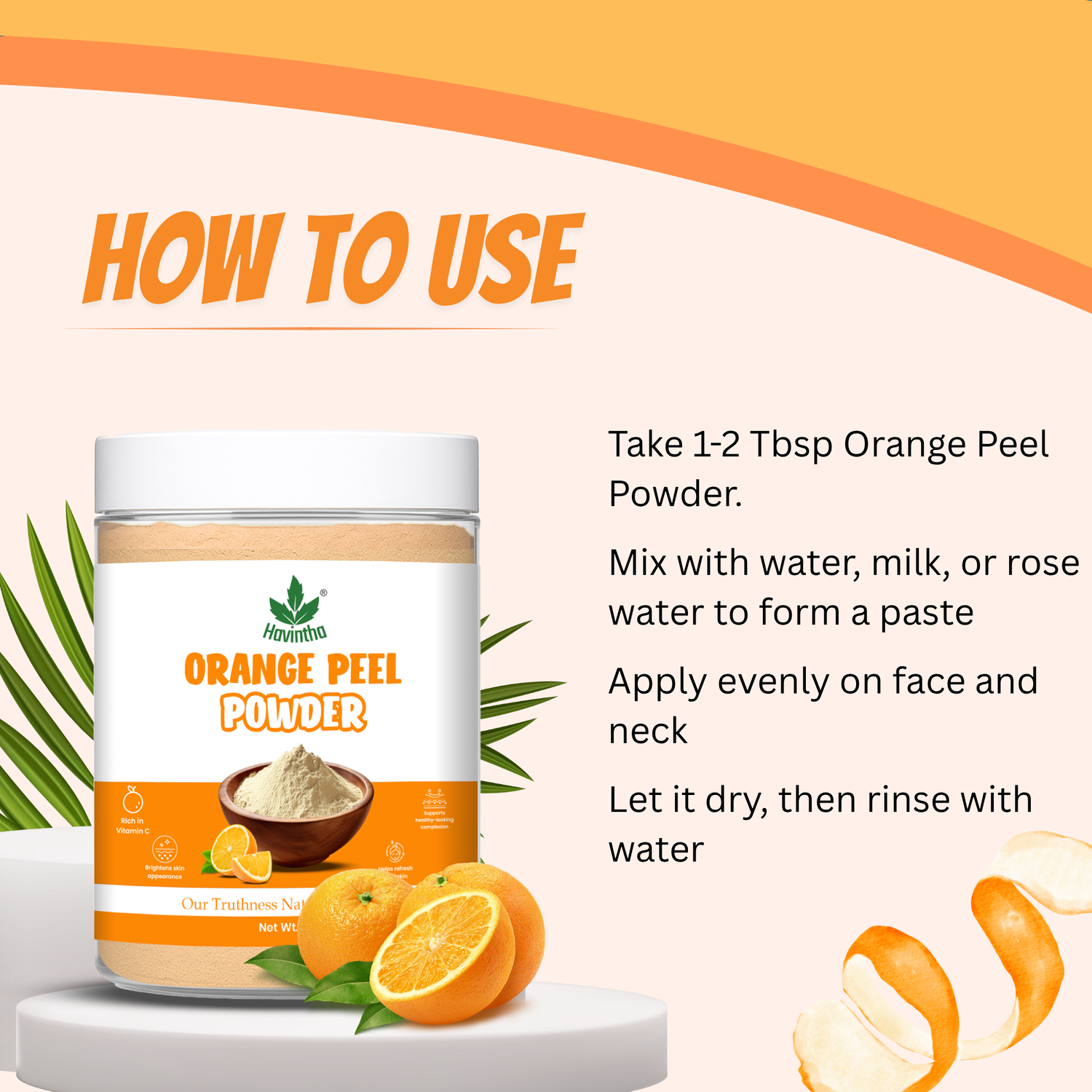 Havintha Orange Peel Powder for Face Whitening, Citrus aurantium (Santra Chilka) Pure - 227g