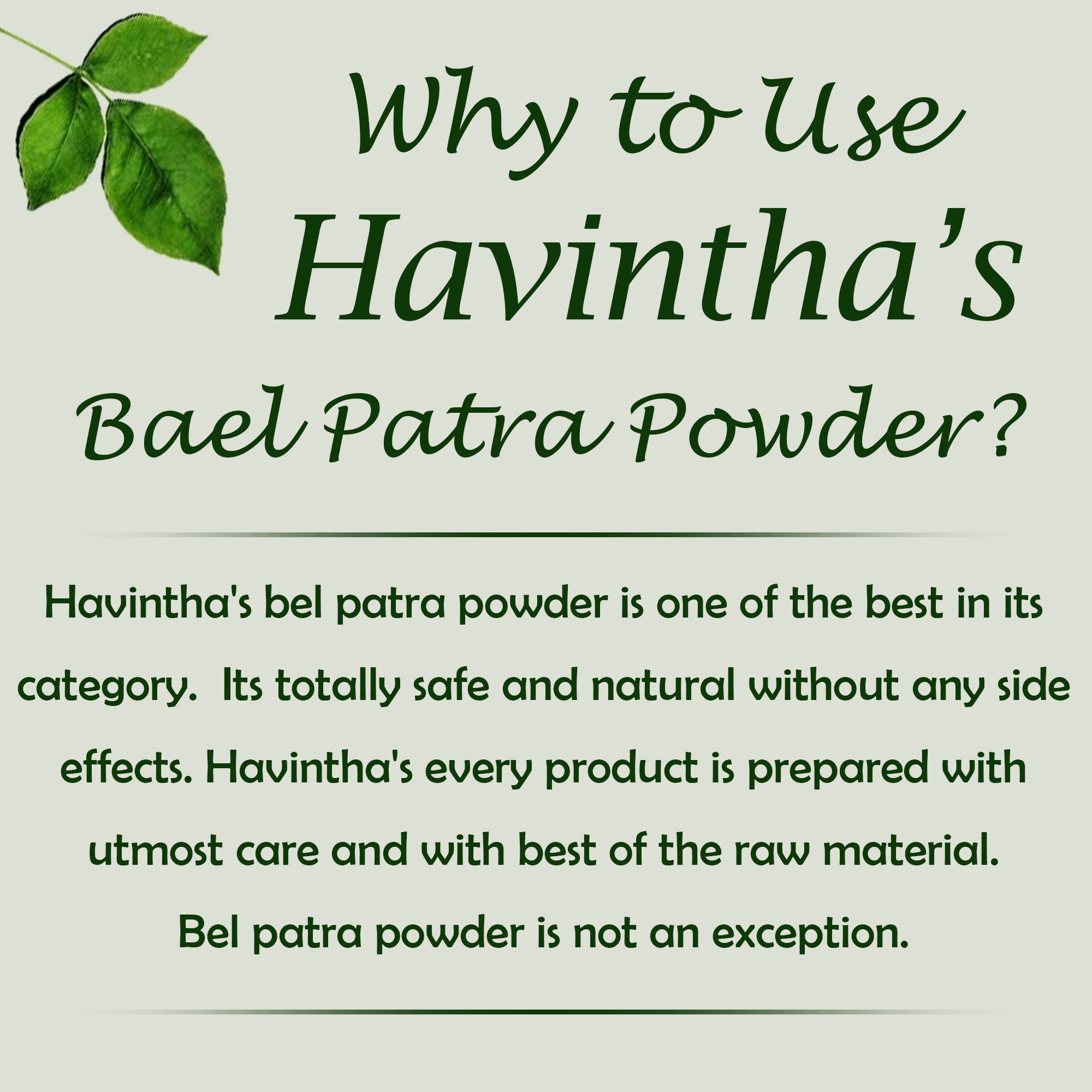 Havintha Natural Bilva Bael Patra/Leaf Powder | Aegle marmelos | Maintains the Healthy Blood Sugar Levels - 227 Grams