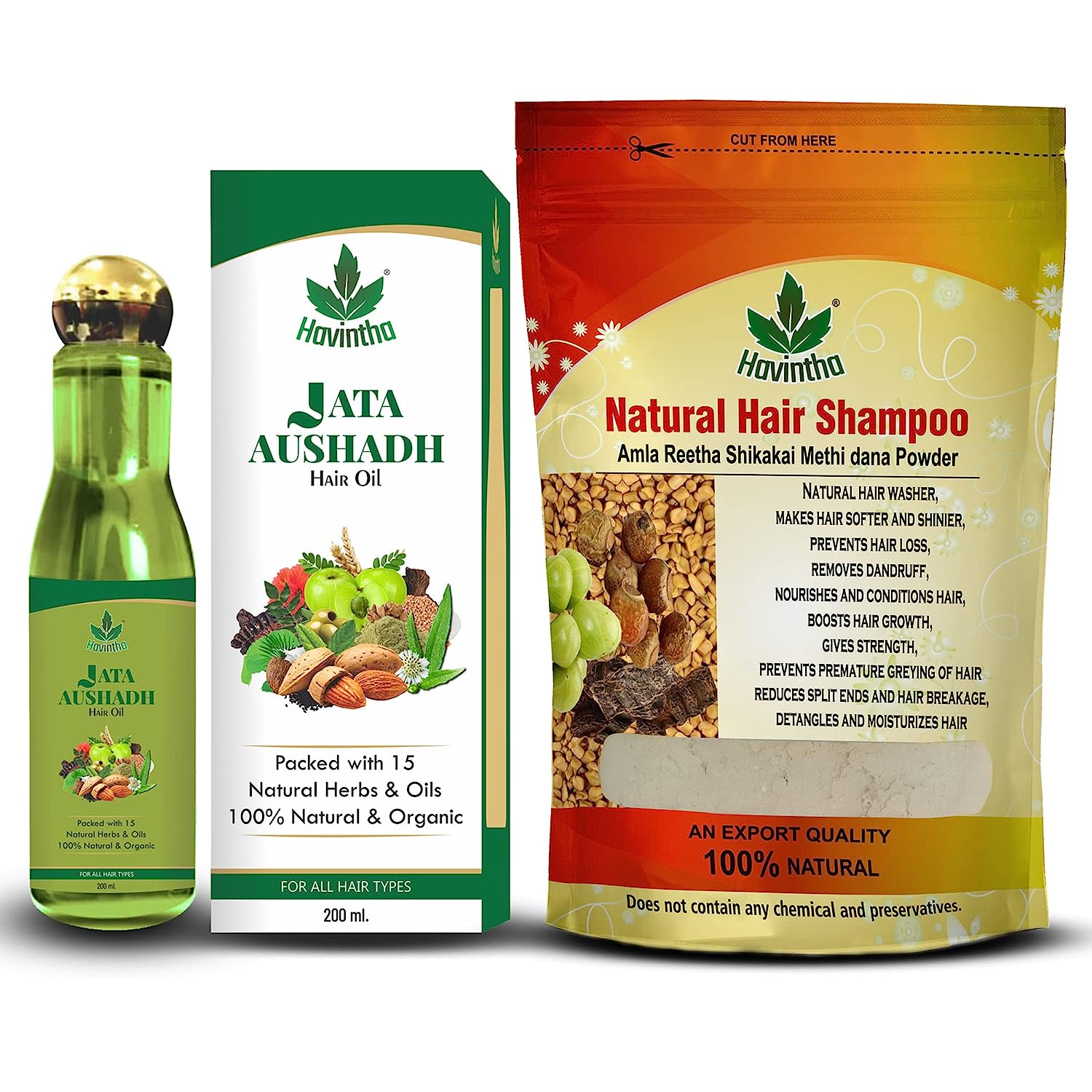 Havintha Natural Hair Shampoo With Methi Dana, Amla, Reetha and Shikakai | Promotes Hair Growth- 227 Grams