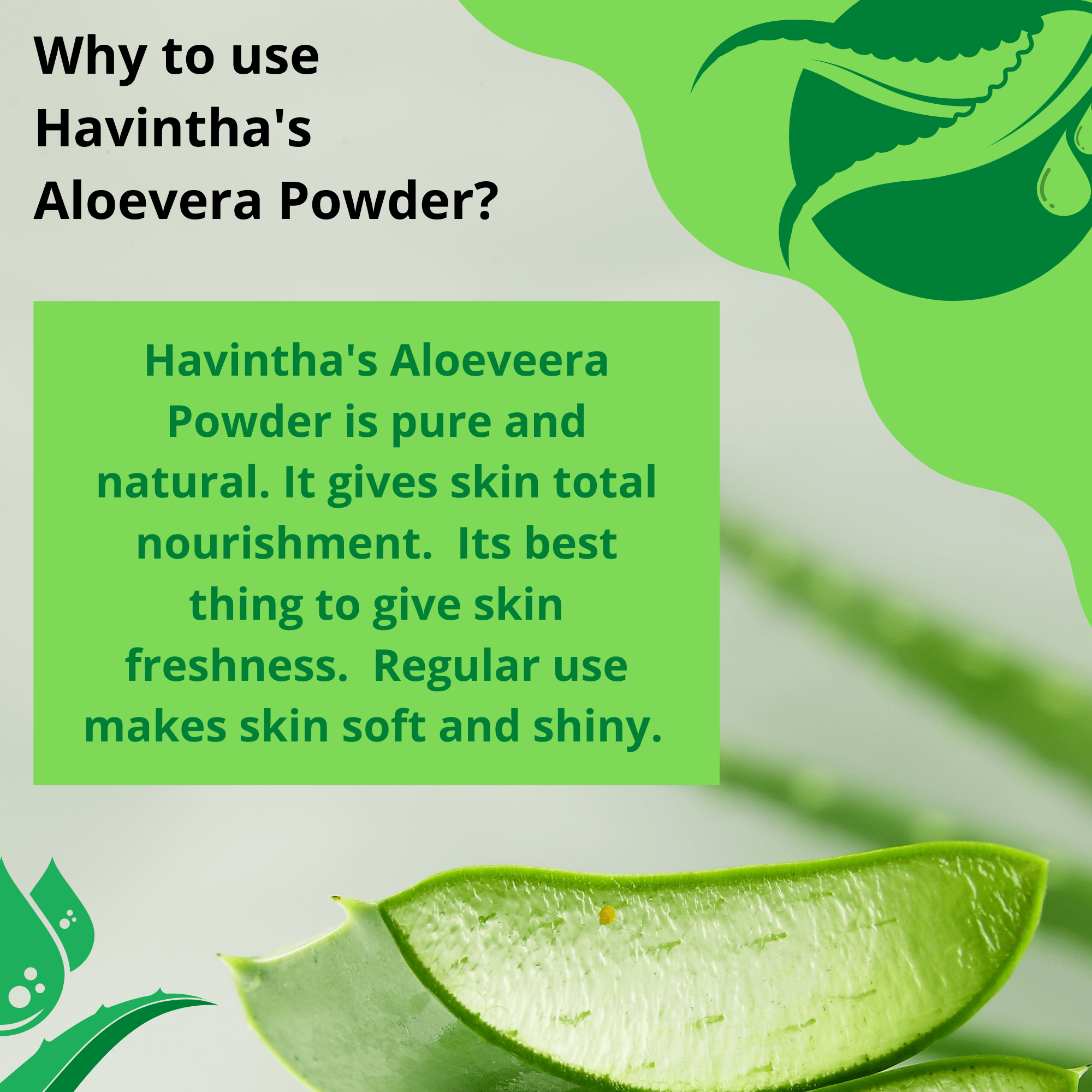 Havintha Natural Aloevera Powder for Hair Growth, Face Wash - 227 grams