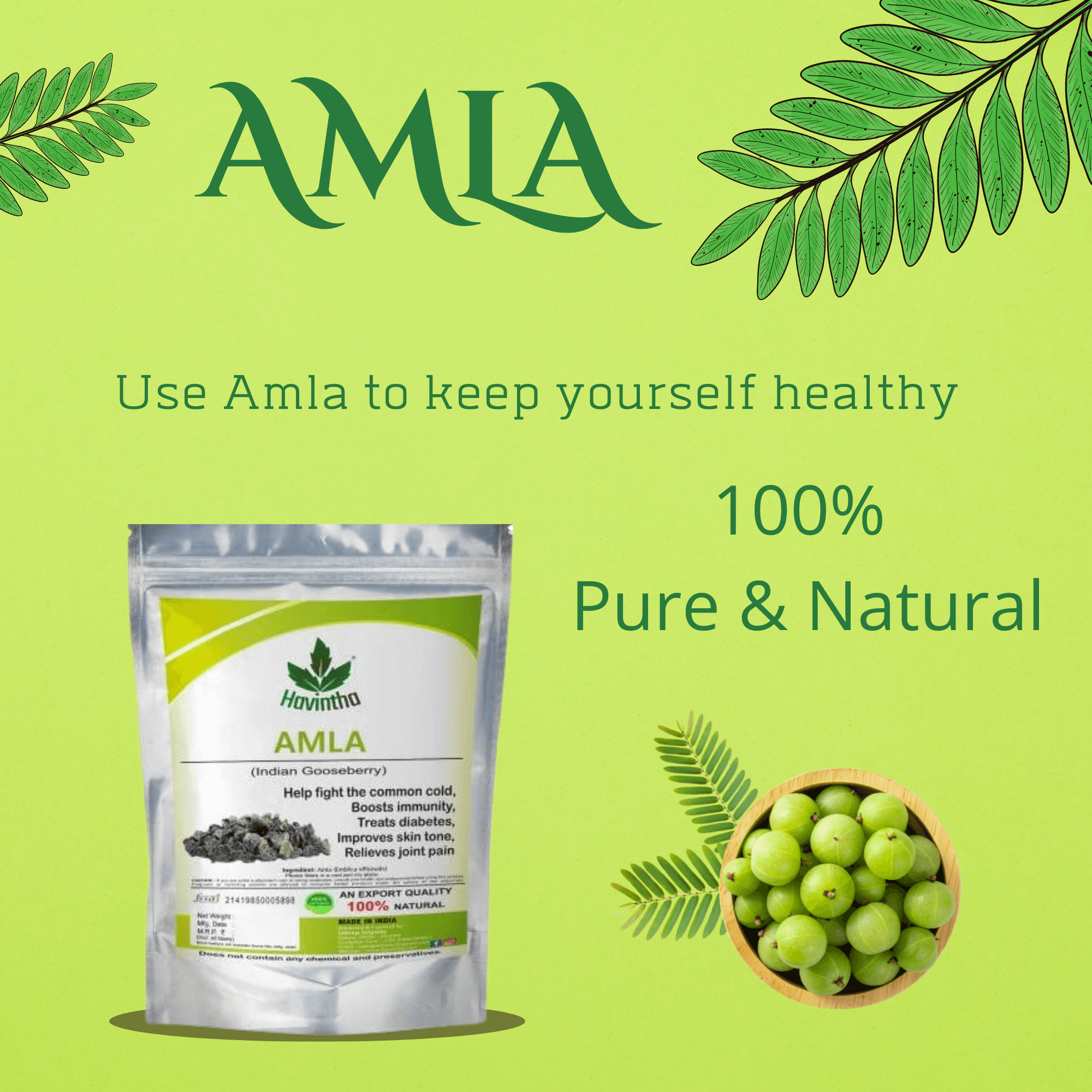 Havintha Natural Amla (Raw form) (227 g)