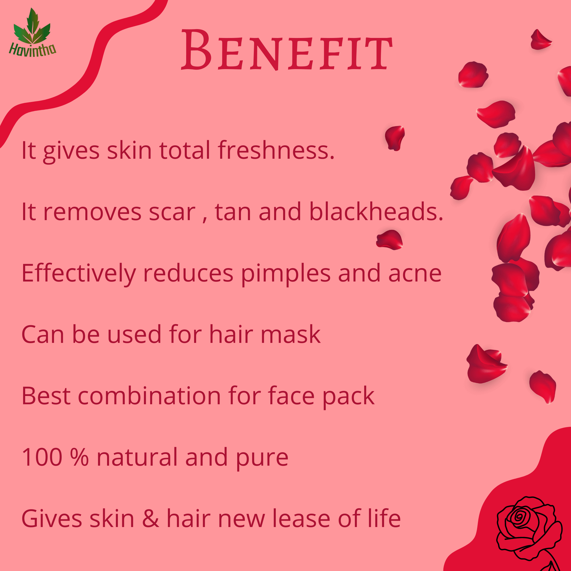 Rose Petals Powder For Natural Face Packs & Facial Mask Formulations 100gm