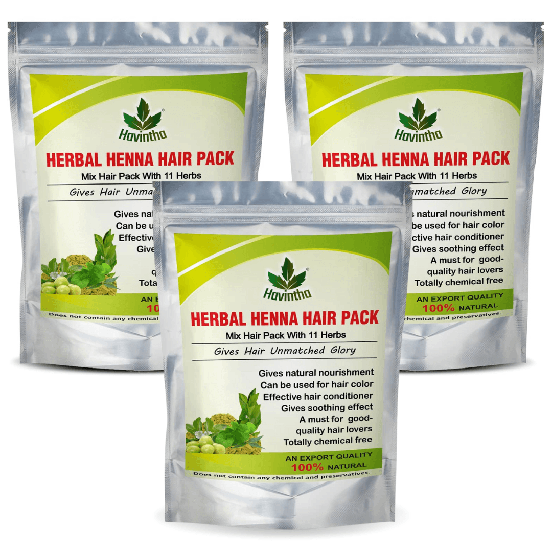 Havintha Natural Herbal Henna Hair Pack 11 Herbs Mix Mehndi Powder (227 g)