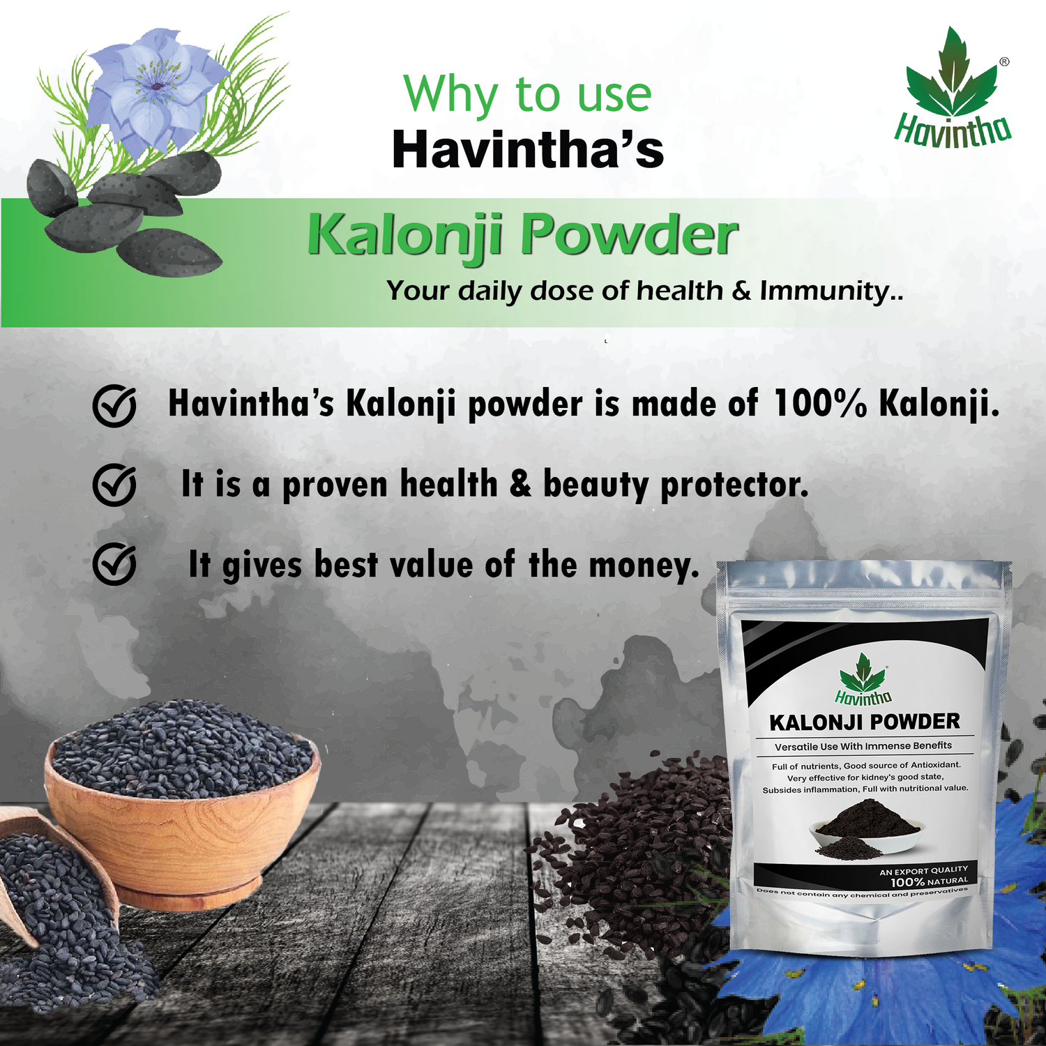Havintha Kapoor kachri powder for dandruff &amp; scalp hair growth - 227 grams
