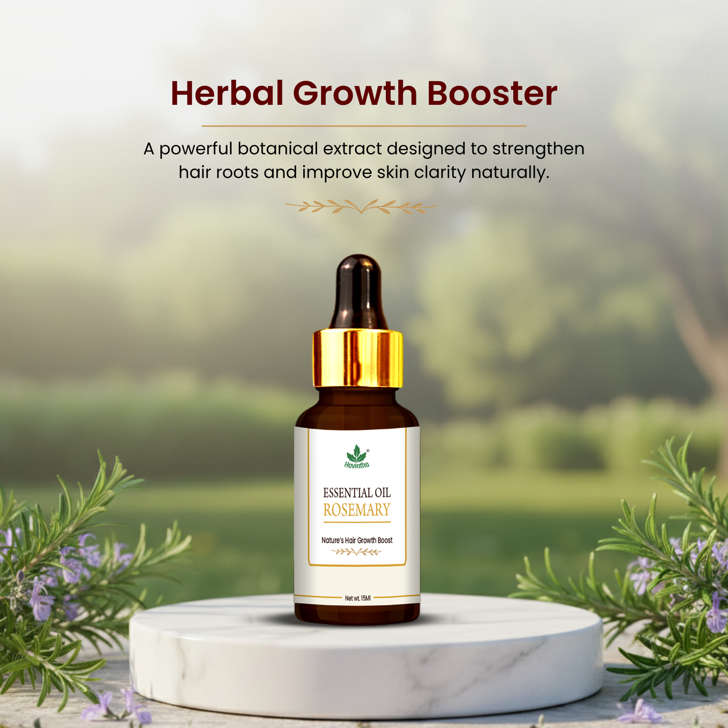 Havintha Natural Rosemary Oil 15ml | Herbal Essential Oil for Nourished Hair &amp; Skin Care