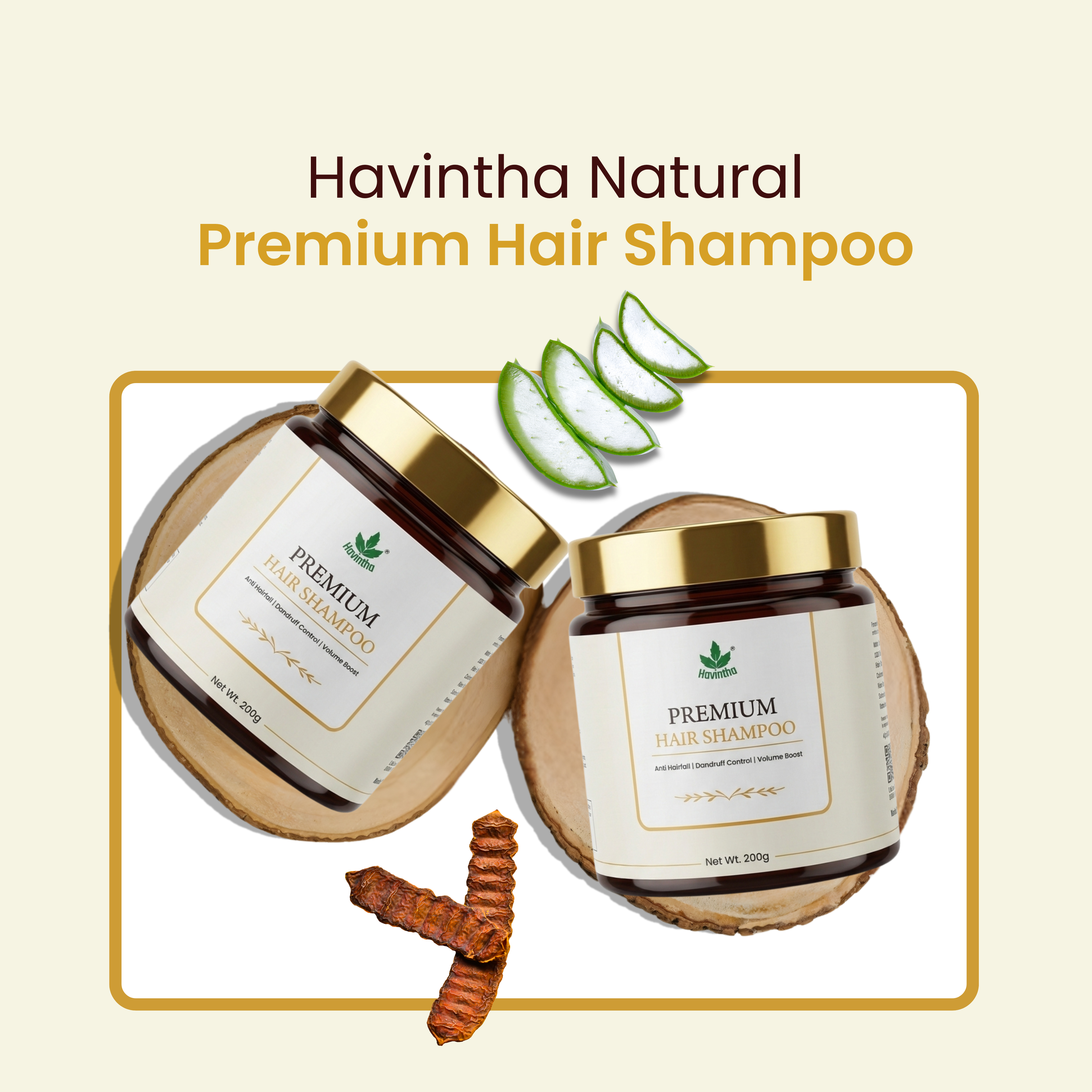 Havintha Premium Herbal Hair Shampoo 200g | Anti Hair Fall &amp; Anti Dandruff | Sulfate-Free Foaming Shampoo with Shikakai, Aloe Vera, Methi &amp; Spirulina for Strong, Thick &amp; Healthy Hair