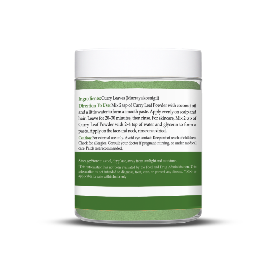 Havintha Curry Patta (Murraya koenigii) Natural Dry Curry Leaves Powder for Long, Strong and Shiny Hair - 100gm