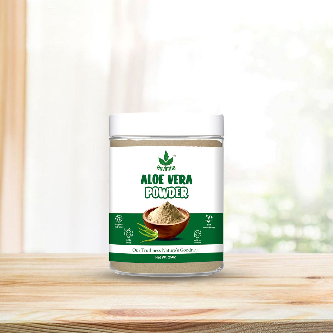 Havintha Natural Aloevera Powder for clean skin | For Glowing Skin | Natural Face Care | 250 Grams (JAR)